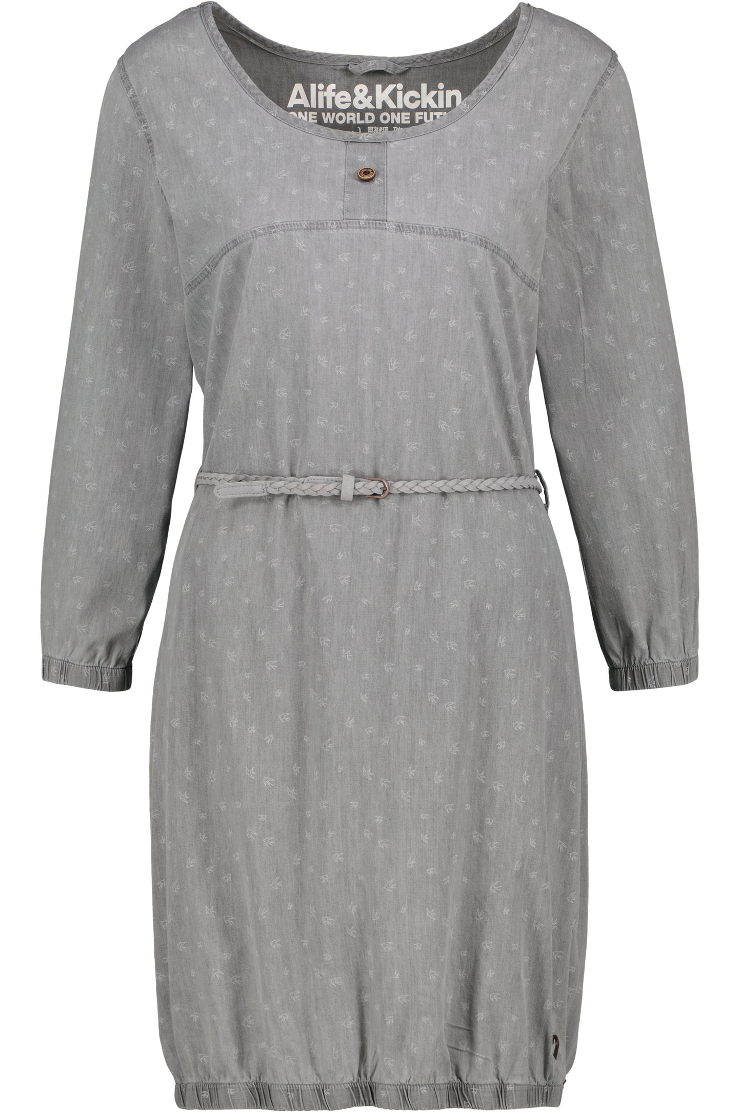 DoroAK DNM B - Feminines Denim-Kleid mit Taillebetonung Grau