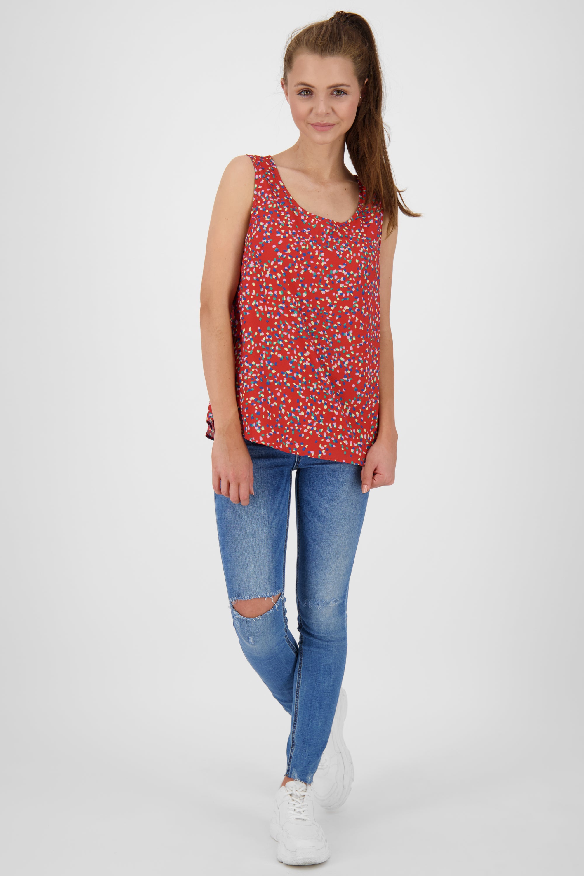 GiuliaAK B Bluse mit Muster - Leichter Sommer-Look für Damen Rot