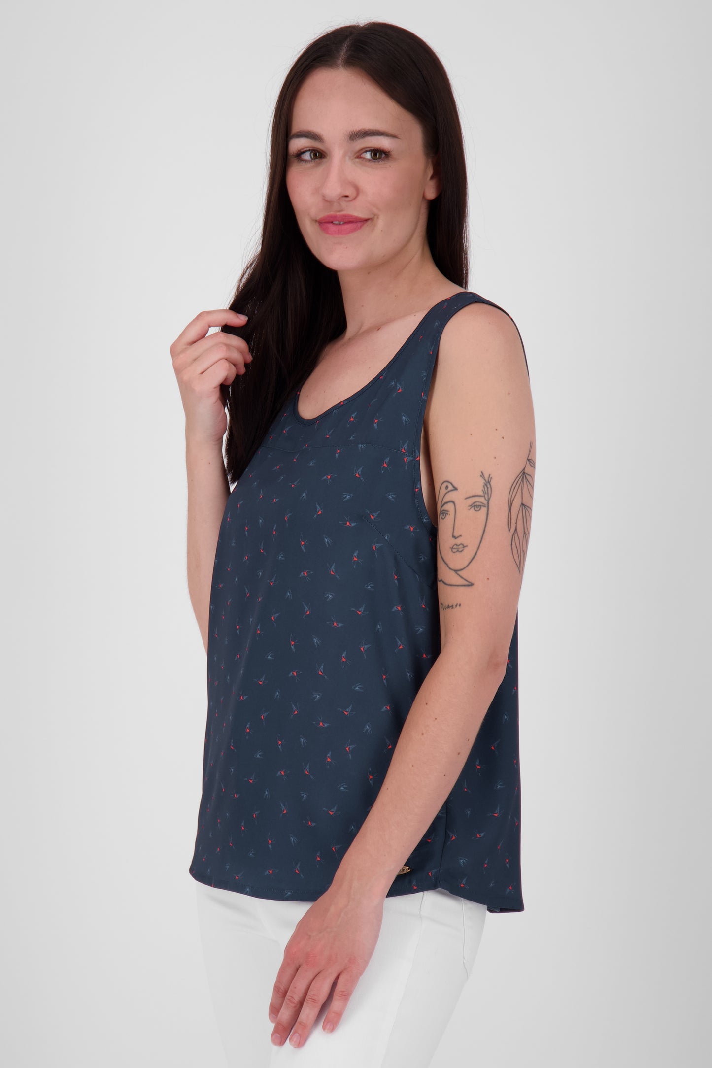 Luftig leichte Shirtbluse mit Muster GiuliaAK B für Damen Dunkelblau