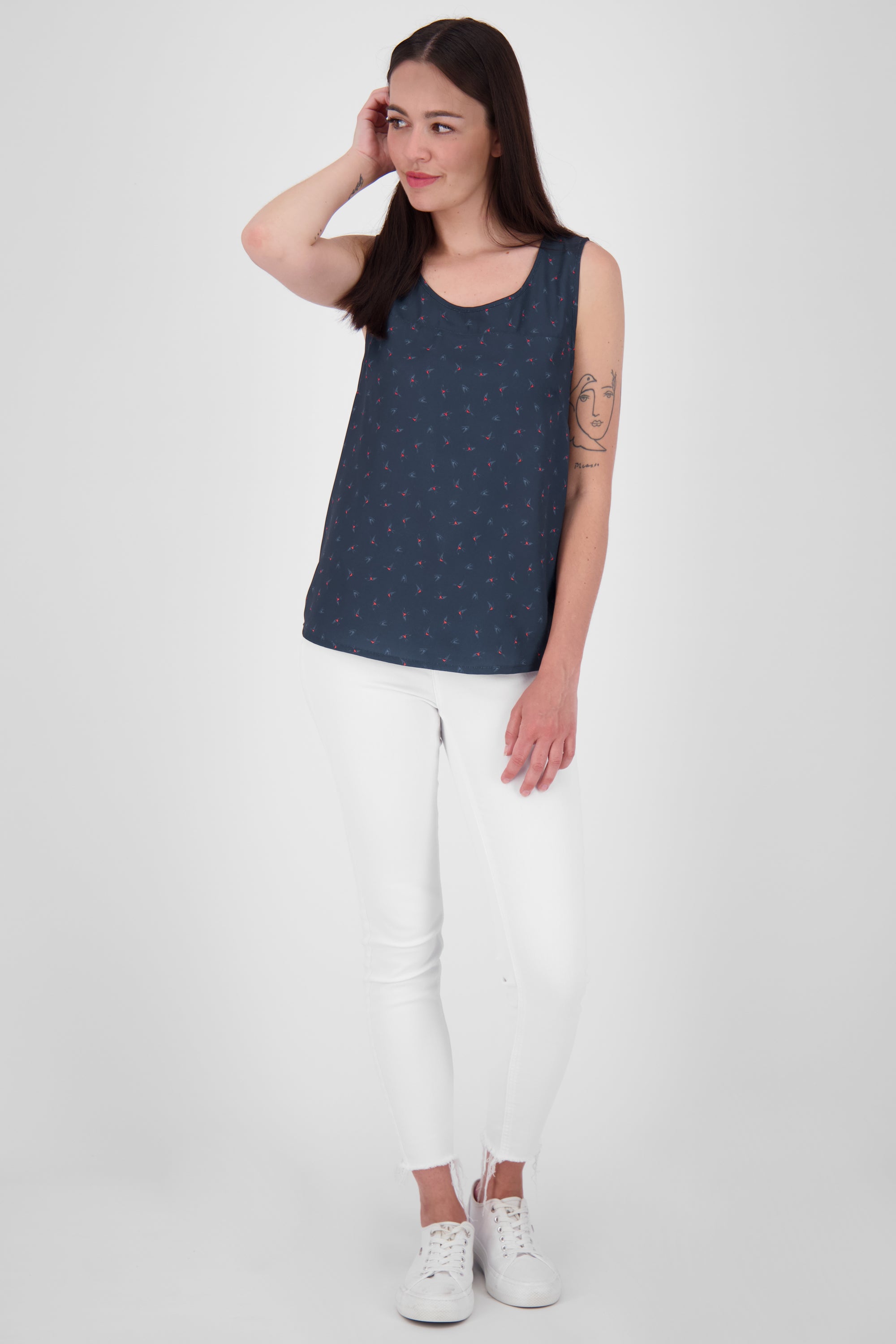 Luftig leichte Shirtbluse mit Muster GiuliaAK B für Damen Dunkelblau