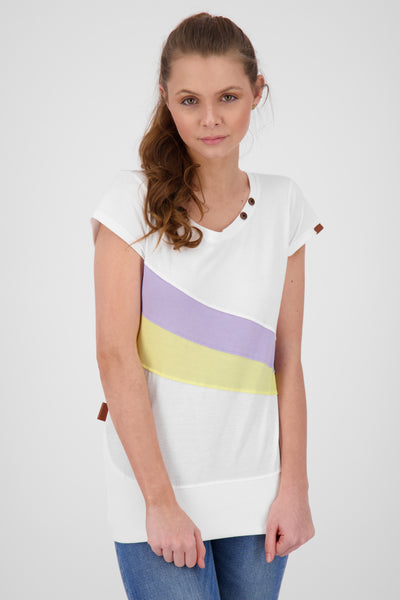 Eyecatcher Damen-T-Shirt CleaAK im Color-Streifen-Design Weiß