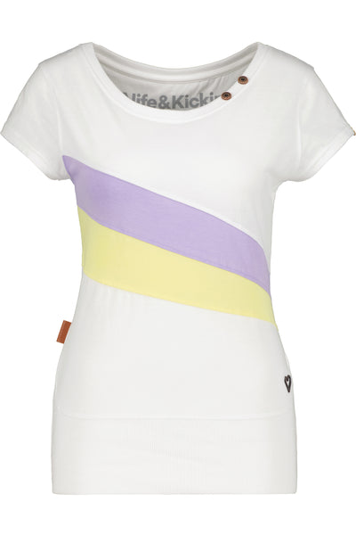 Eyecatcher Damen-T-Shirt CleaAK im Color-Streifen-Design Weiß