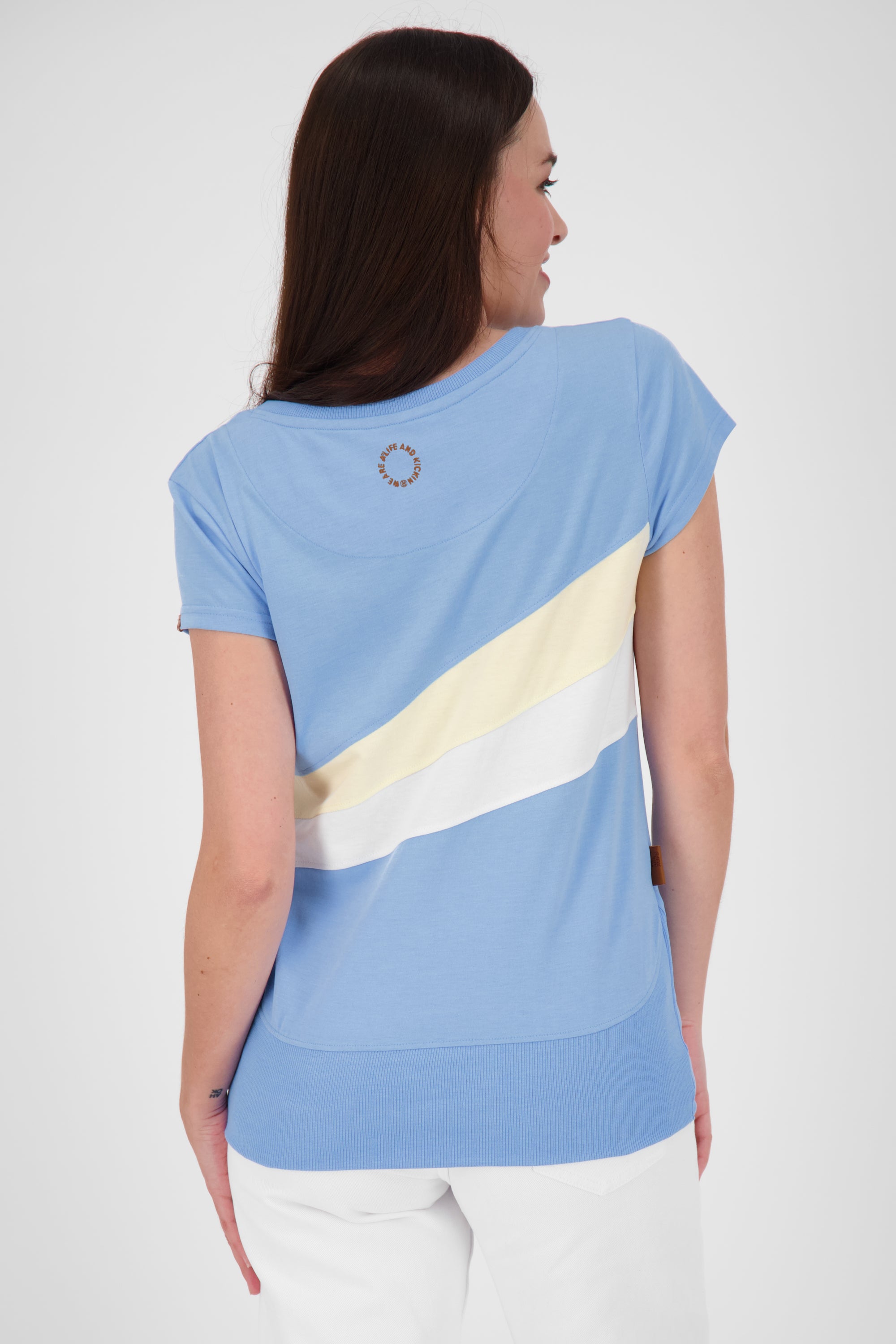 Eyecatcher Damen-T-Shirt CleaAK im Color-Streifen-Design Hellblau