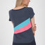 Eyecatcher Damen-T-Shirt CleaAK im Color-Streifen-Design Dunkelblau