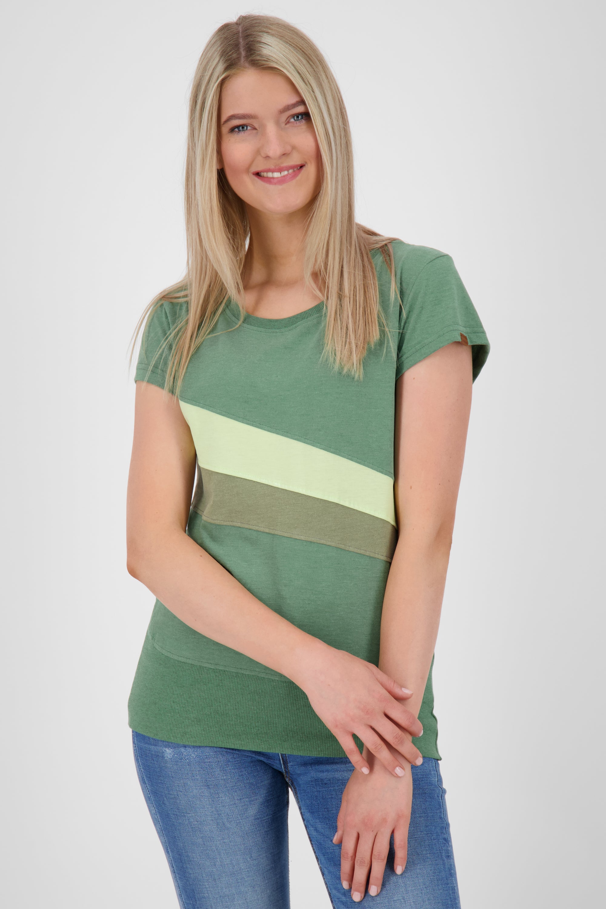 Eyecatcher Damen-T-Shirt CleaAK im Color-Streifen-Design Grün