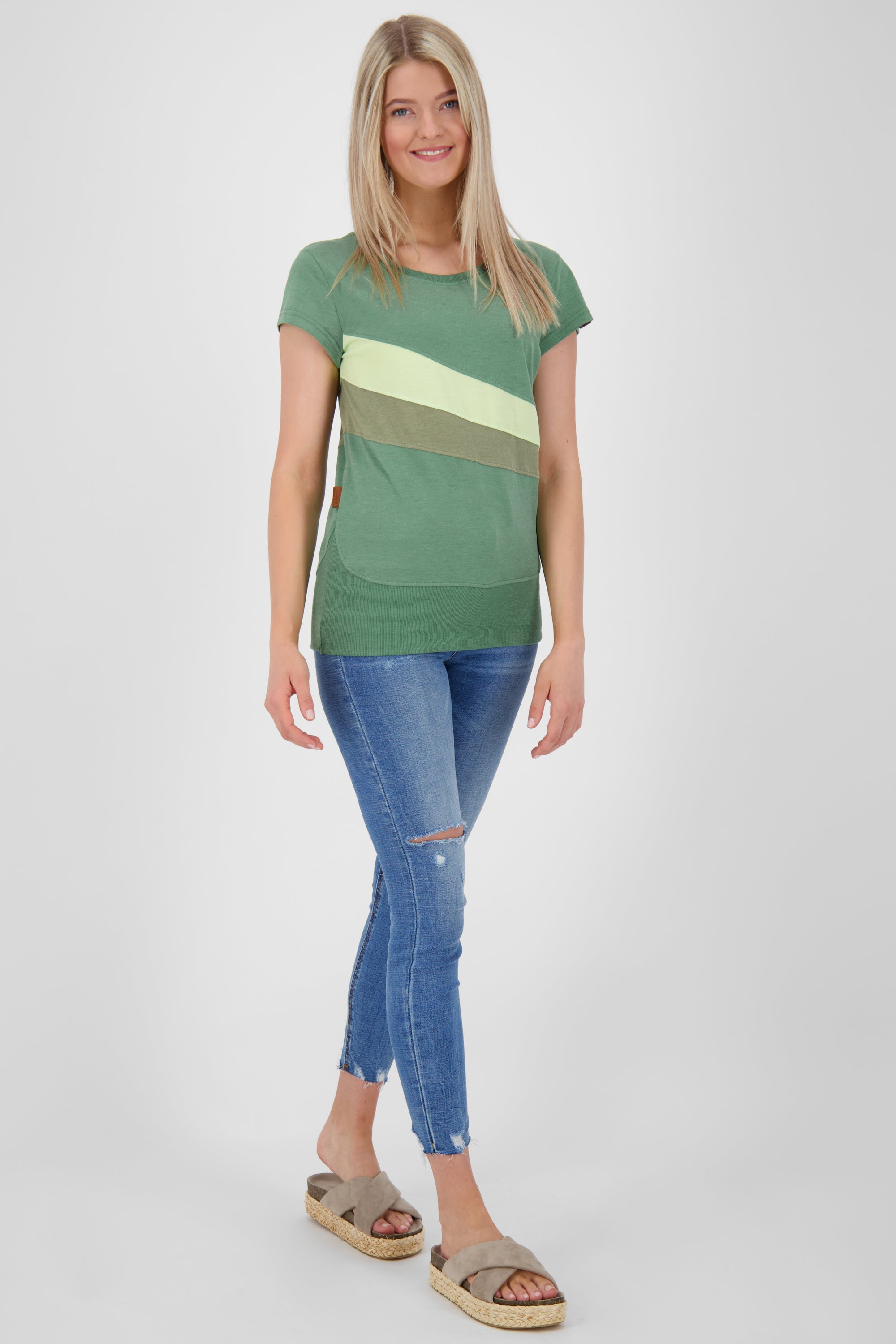 Eyecatcher Damen-T-Shirt CleaAK im Color-Streifen-Design Grün