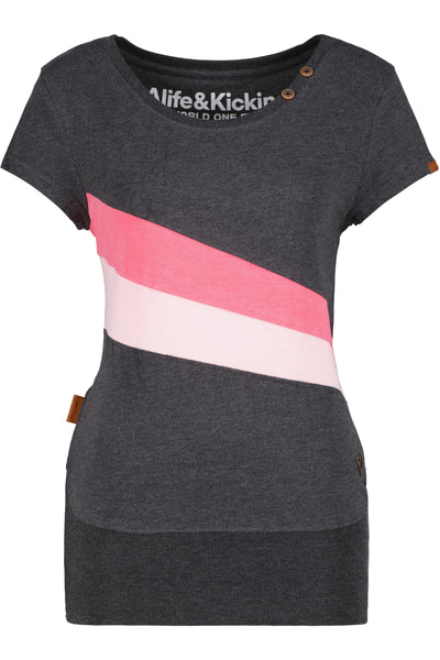 Eyecatcher Damen-T-Shirt CleaAK im Color-Streifen-Design Schwarz