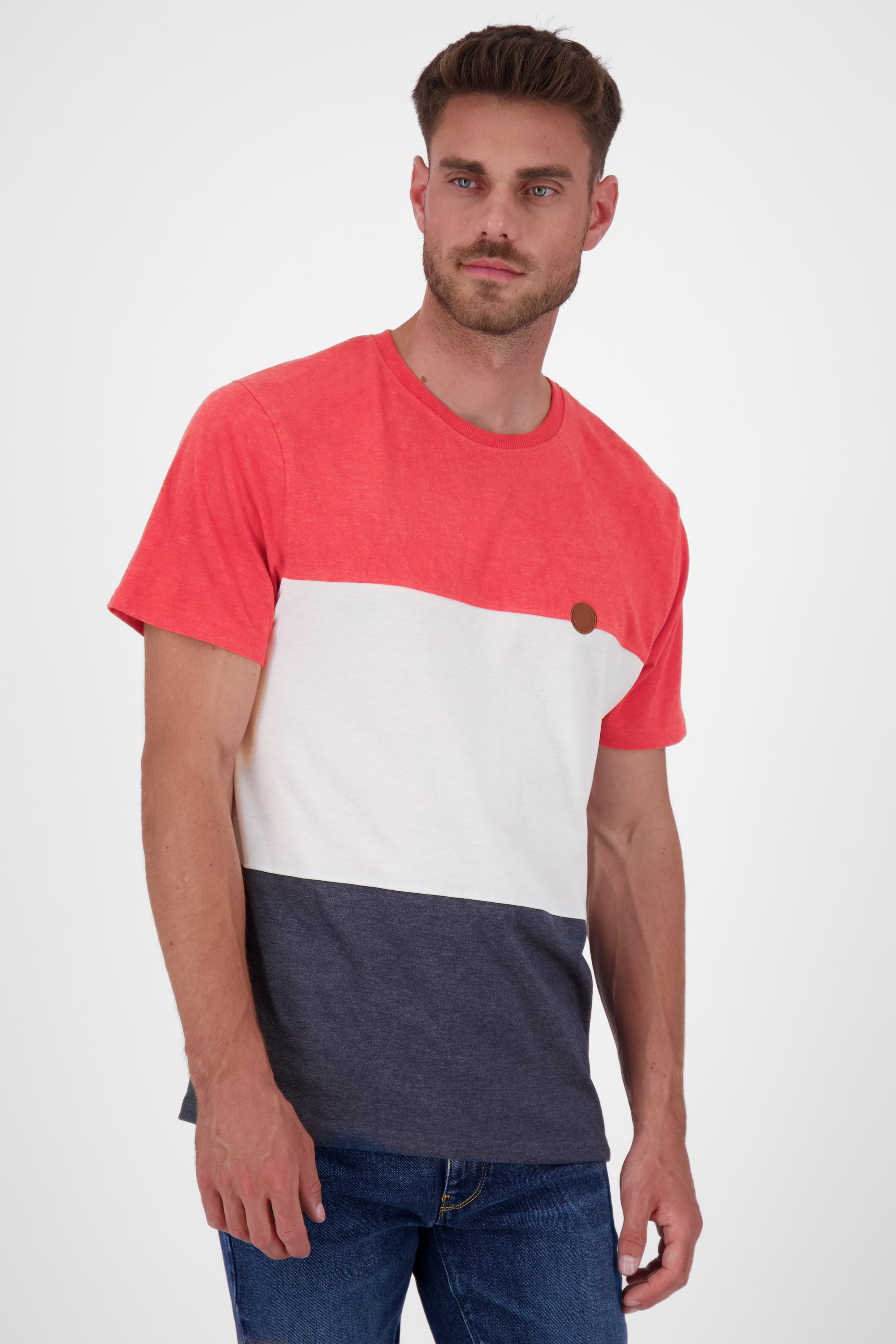 BenAK A T-Shirt Herren mit Colorblock Dunkelblau
