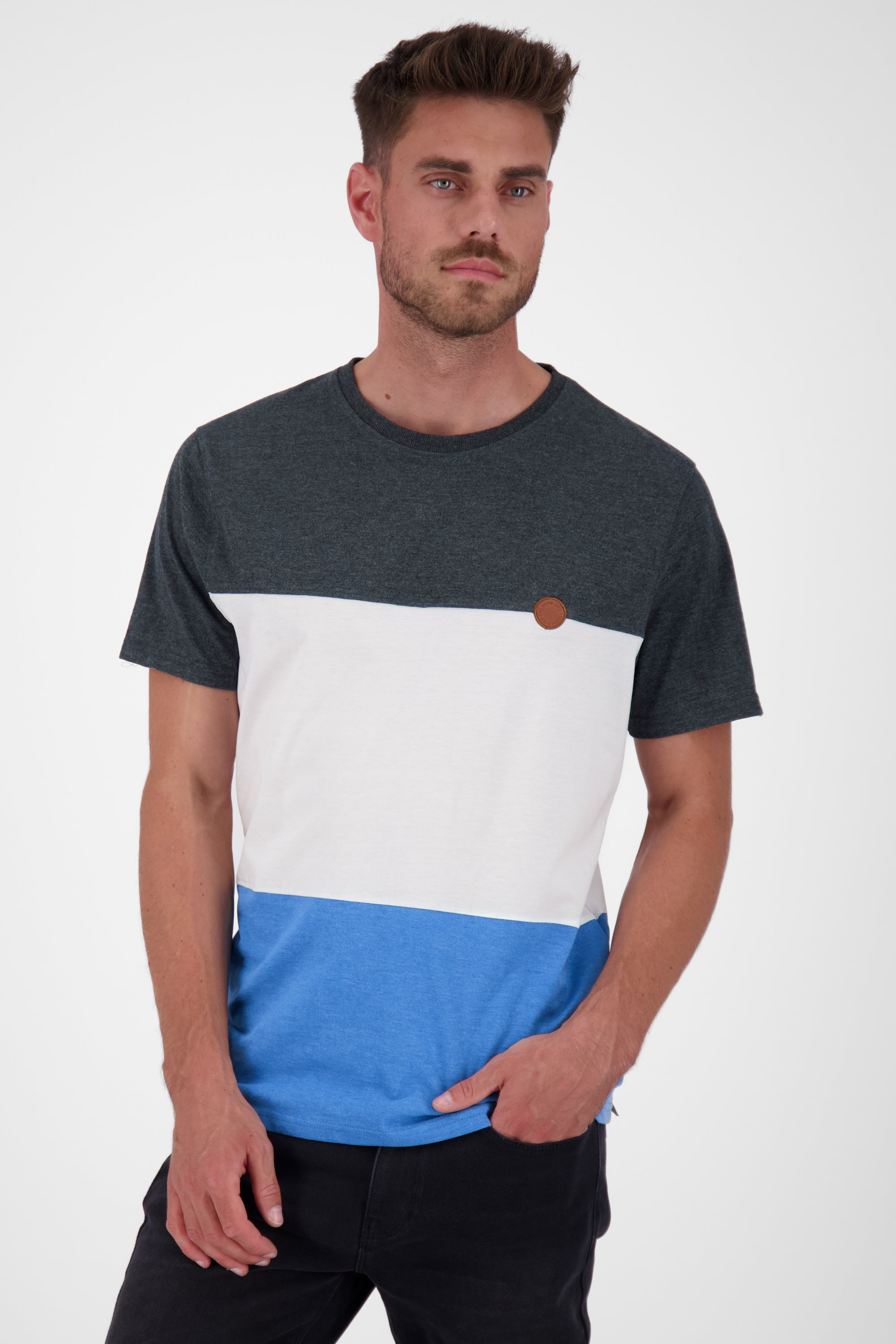 BenAK A T-Shirt Herren mit Colorblock Blau