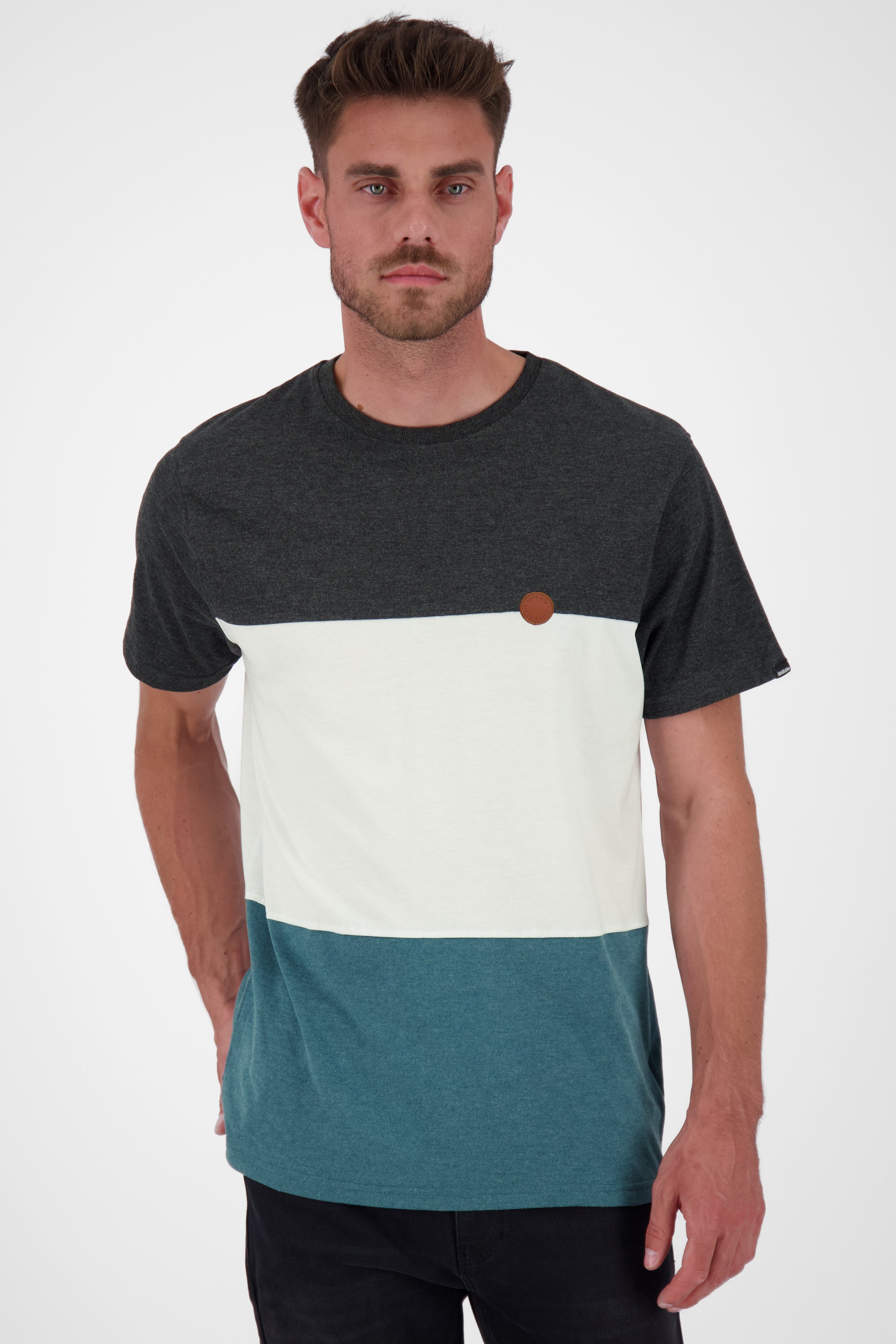 BenAK A T-Shirt Herren mit Colorblock Dunkelgrün