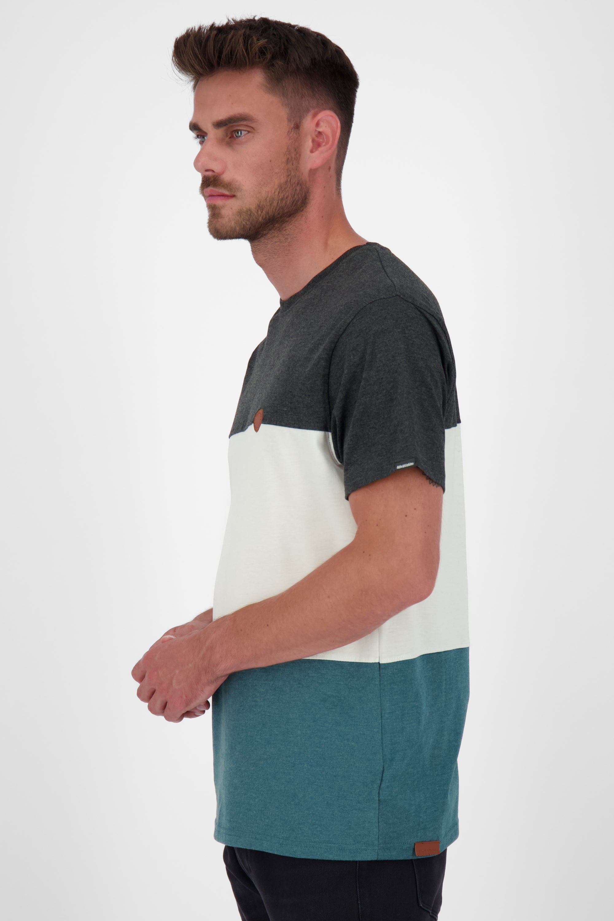 BenAK A T-Shirt Herren mit Colorblock Dunkelgrün