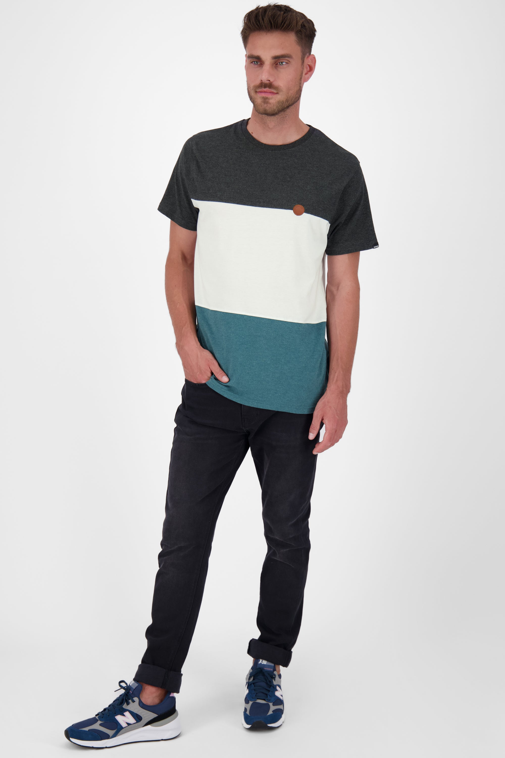 BenAK A T-Shirt Herren mit Colorblock Dunkelgrün