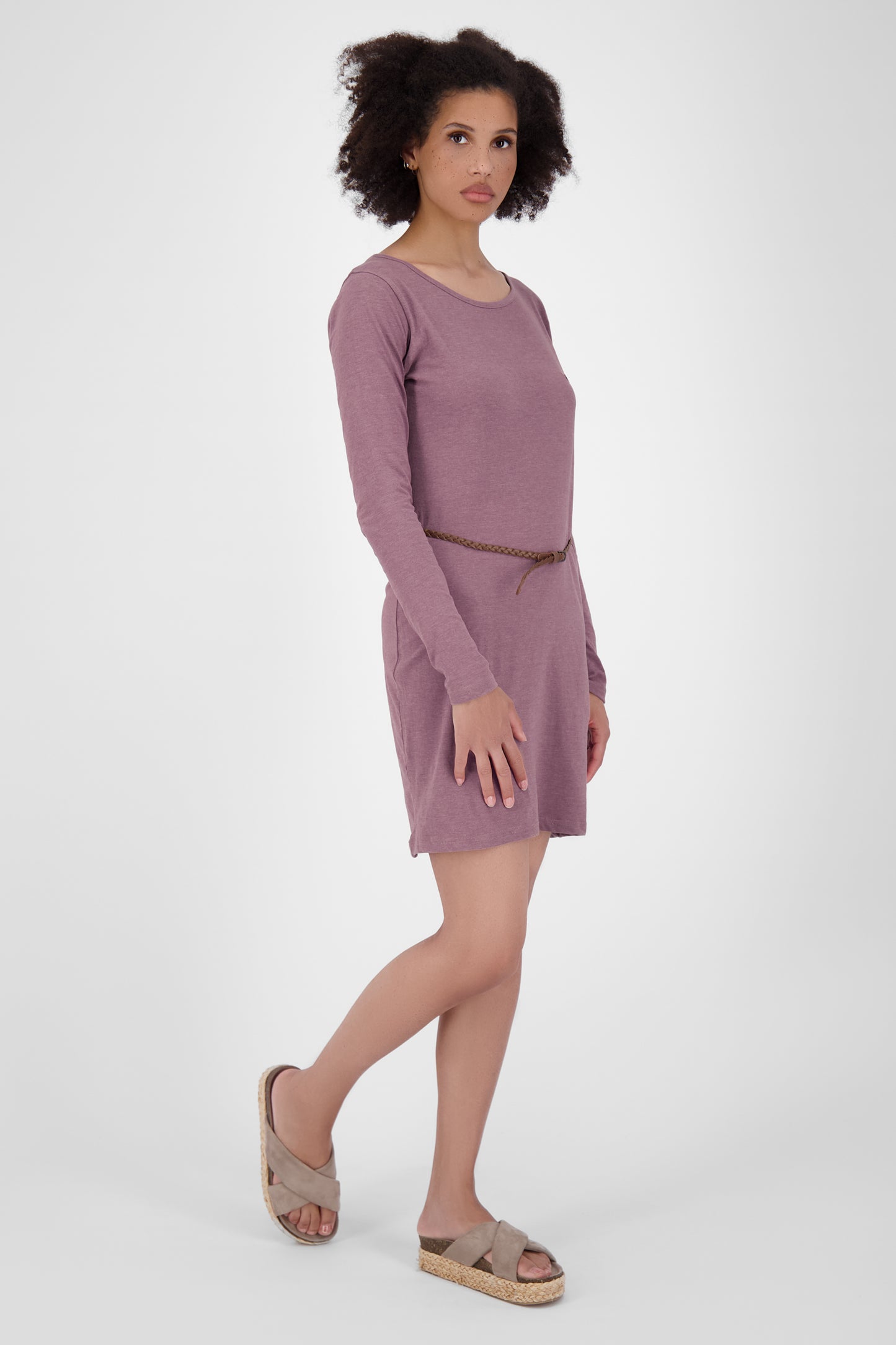 EllinAK A Jerseykleid - Mit geflochtenem Gürtel und figurbetonter Passform Violett