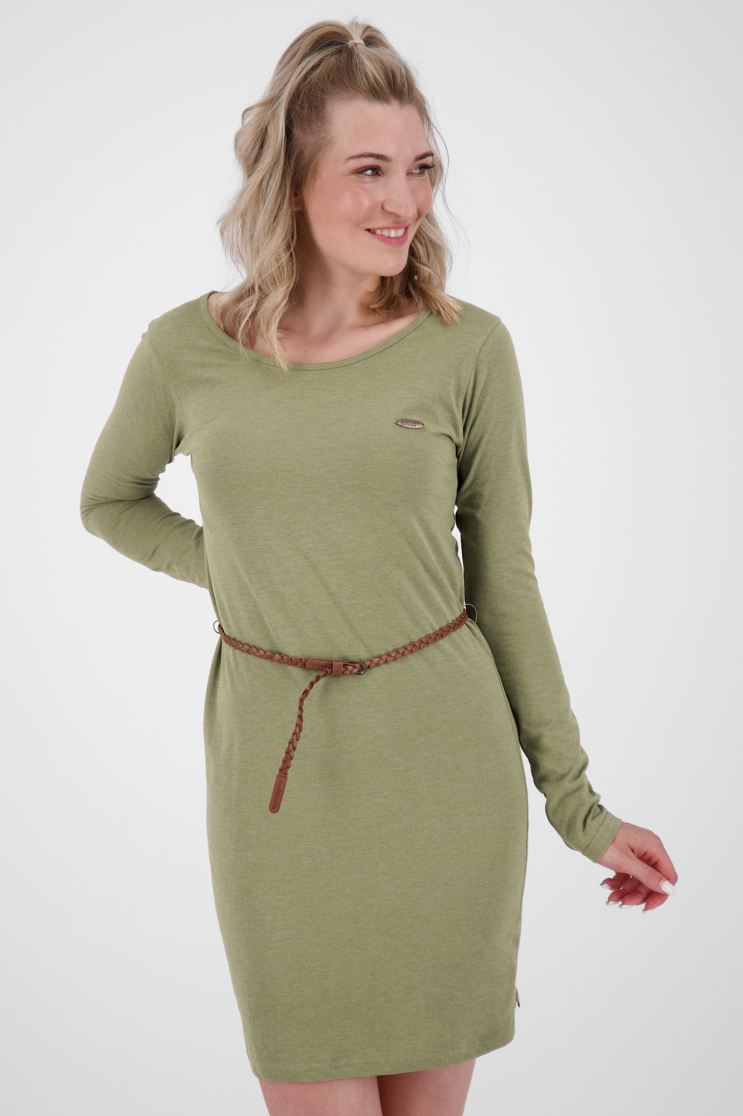 EllinAK A Jerseykleid - Mit geflochtenem Gürtel und figurbetonter Passform Grün