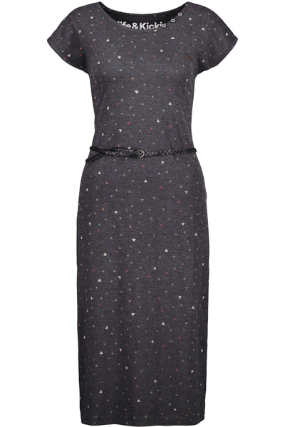 Damen Jerseykleid mit Flechtgürtel - MelliAK B von Alife and Kickin Schwarz