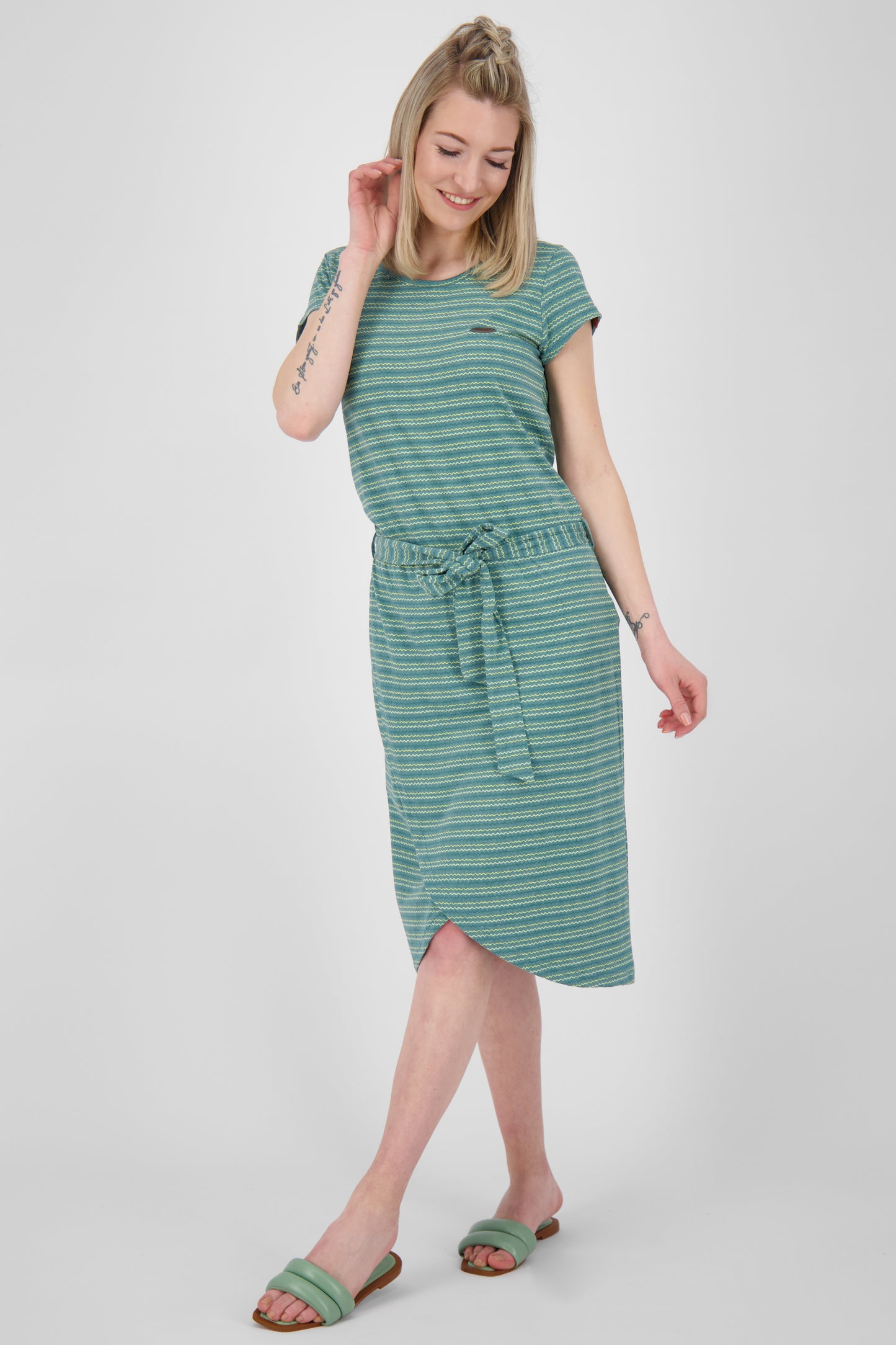 TheaAK Damenkleid mit Allover-Print für den perfekten Sommer-Look Dunkelgrün