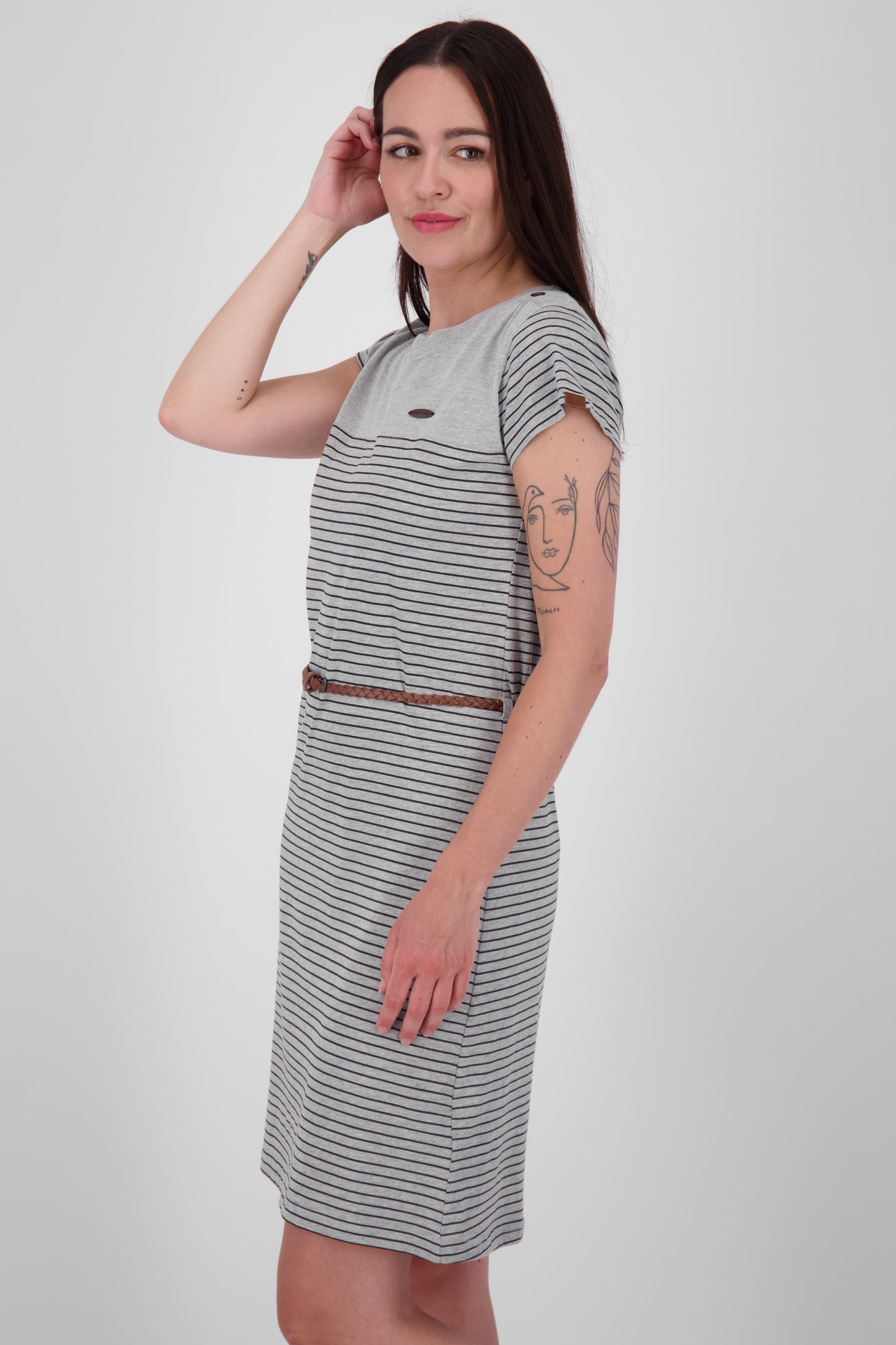 Damenkleid LeoniceAK B - Femininer Look mit trendigem Allover-Print Grau