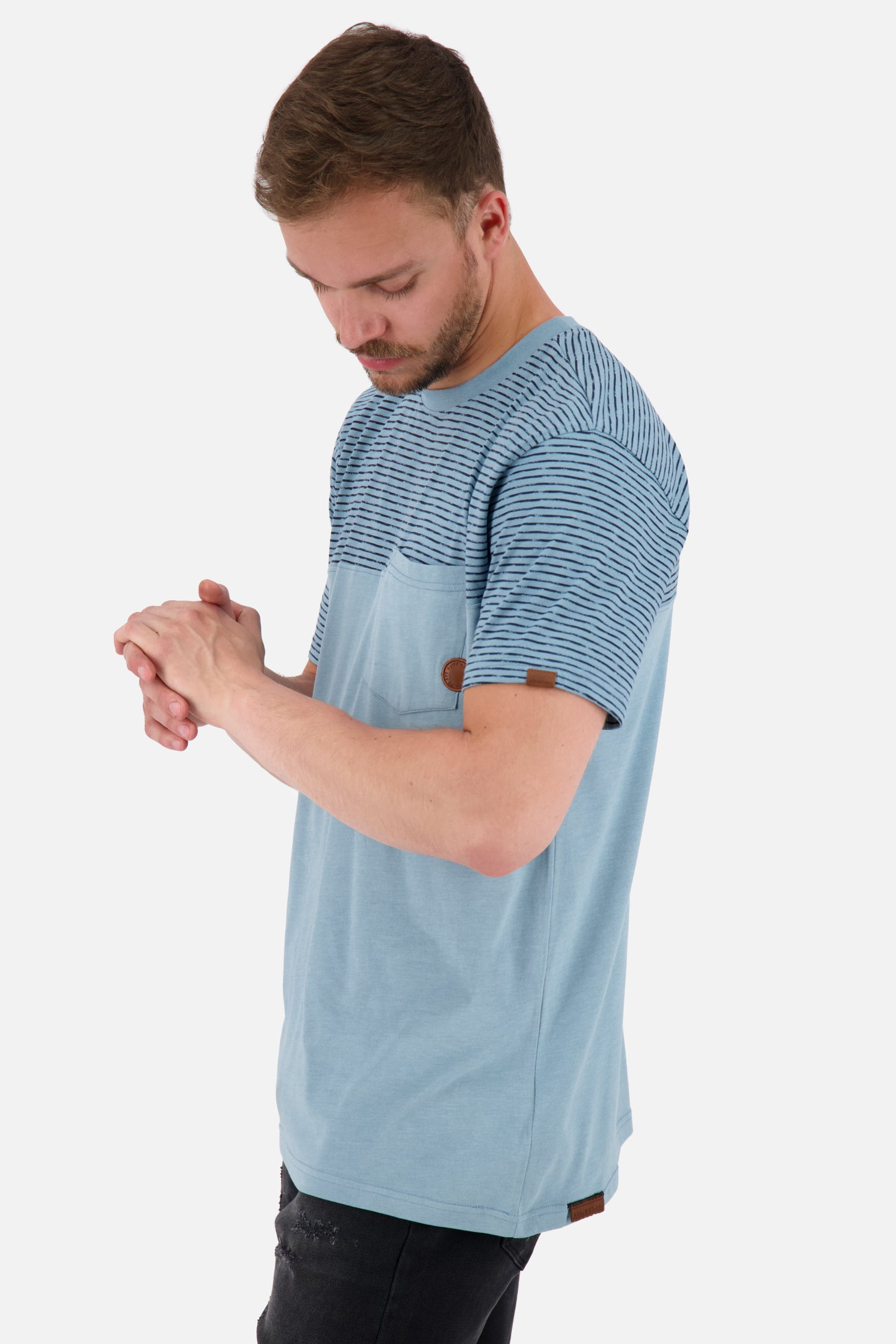 Sportliches Herren T-Shirt LeopoldAK Z mit Streifen Grau