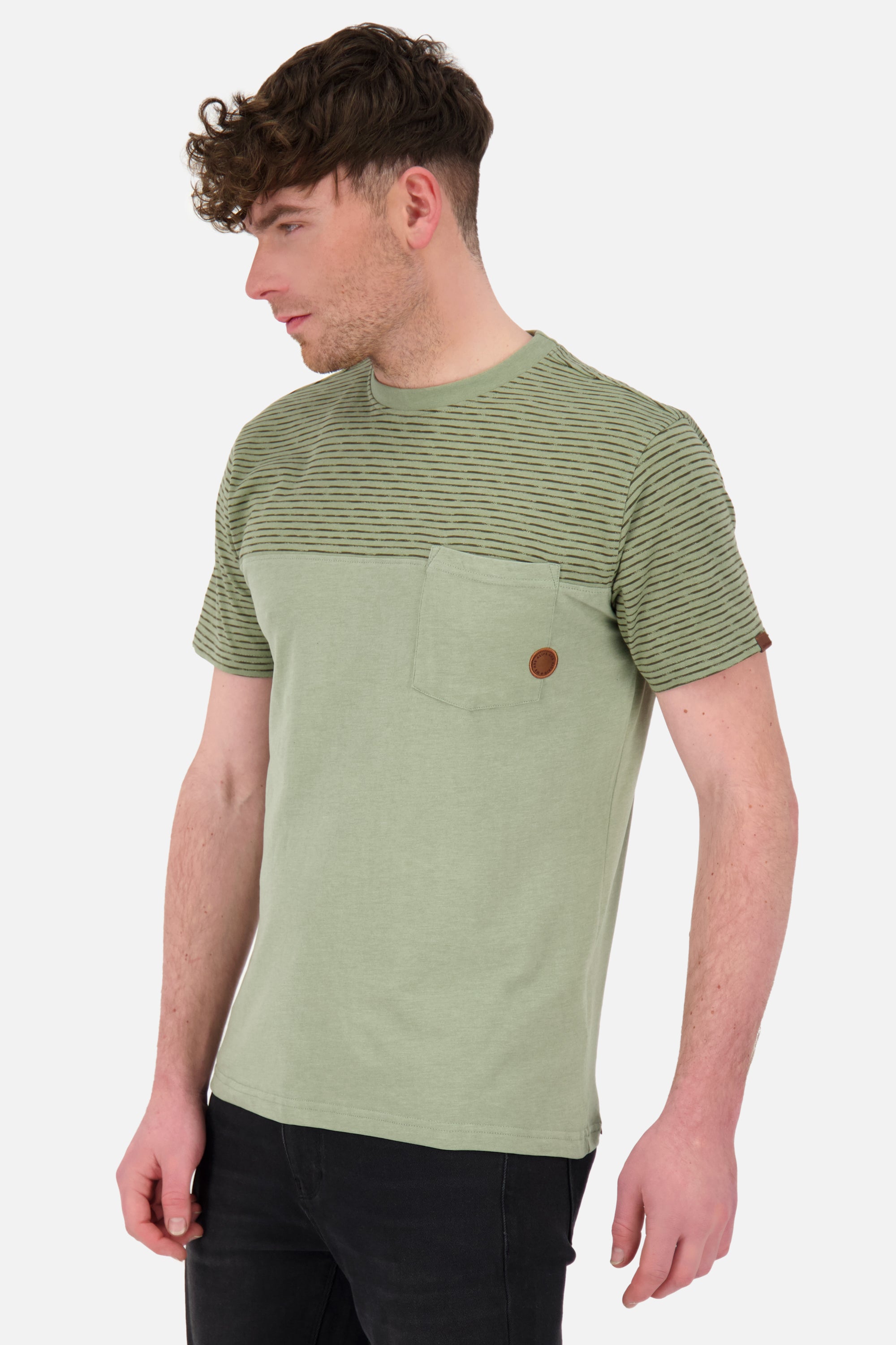 Sportliches Herren T-Shirt LeopoldAK Z mit Streifen Grün