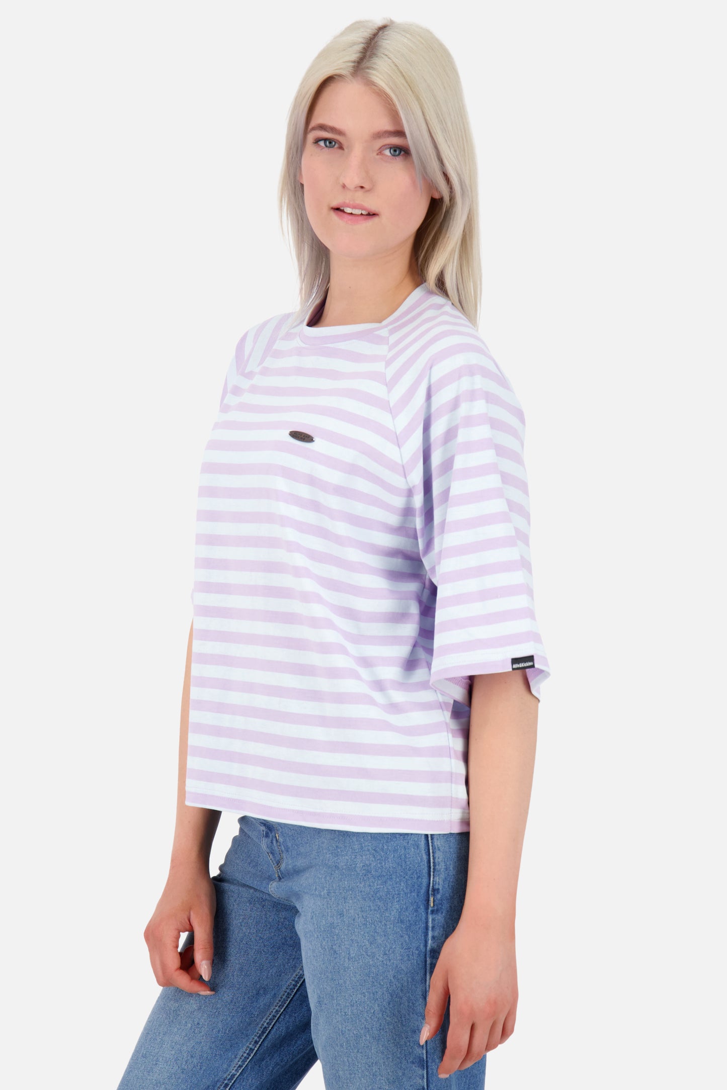 RubyAK Z - ein maritimes T-Shirt mit Streifen für Damen Violett