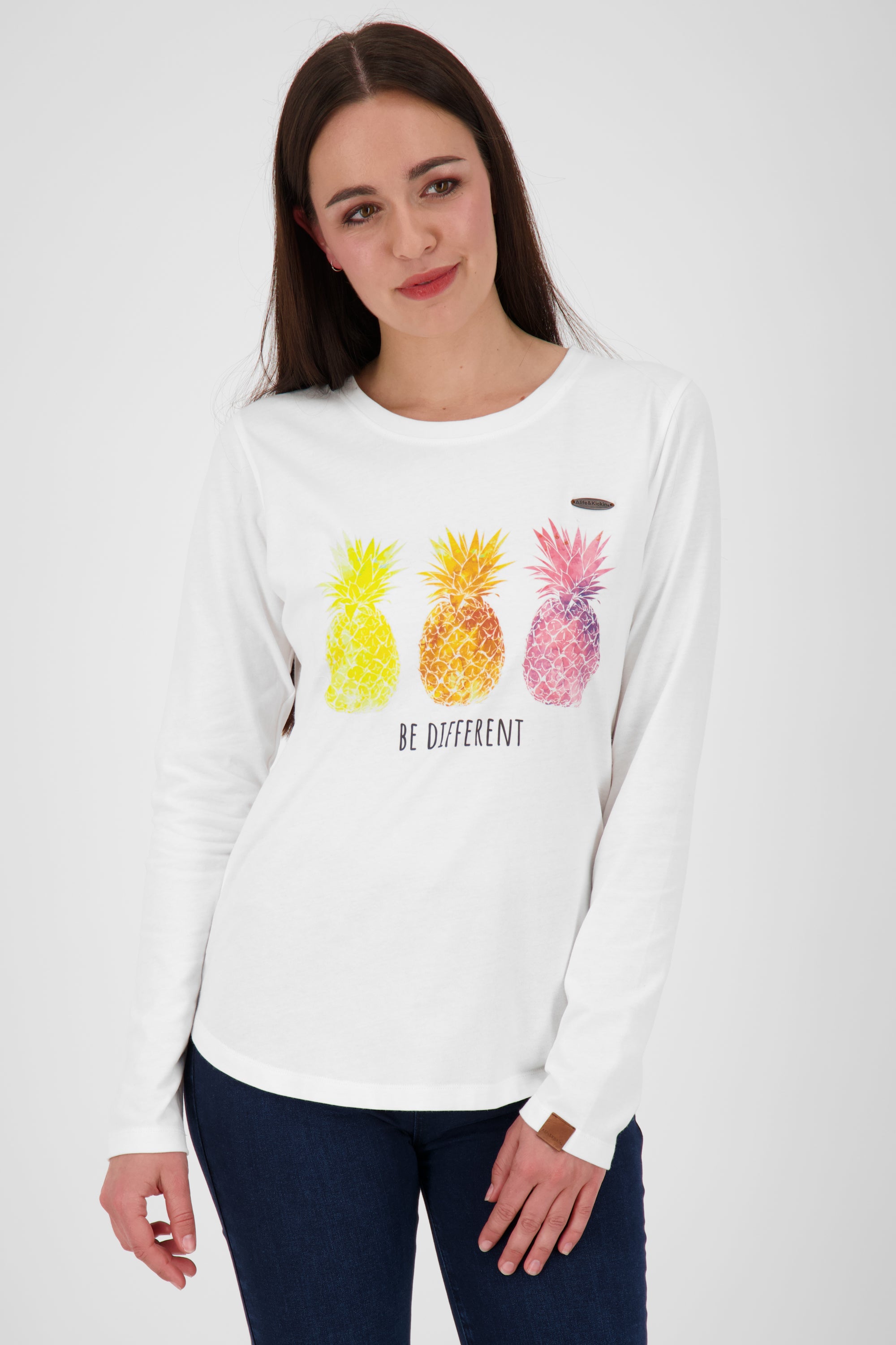 Damen Longsleeve mit LeaAK C Print - Be different! Weiß