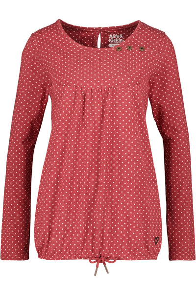 Das neue MiaAK B Langarmshirt für Damen mit trendigem Muster Dunkelrot