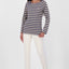 Maritimes Flair - Das Damen Langarmshirt VickyAK Z mit Streifen Dunkelblau