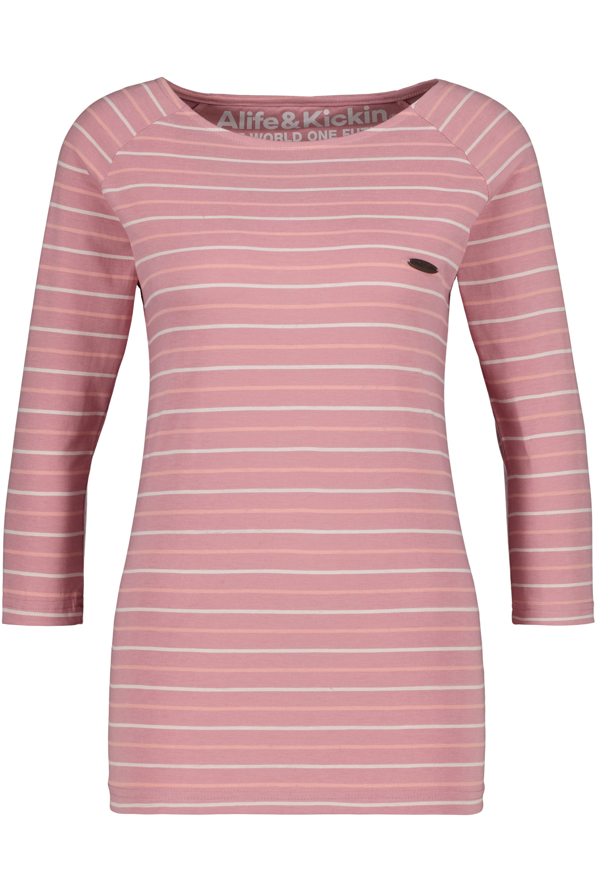 Streifenliebe - VickyAK Z Damen Langarmshirt in trendigem Design Rosa