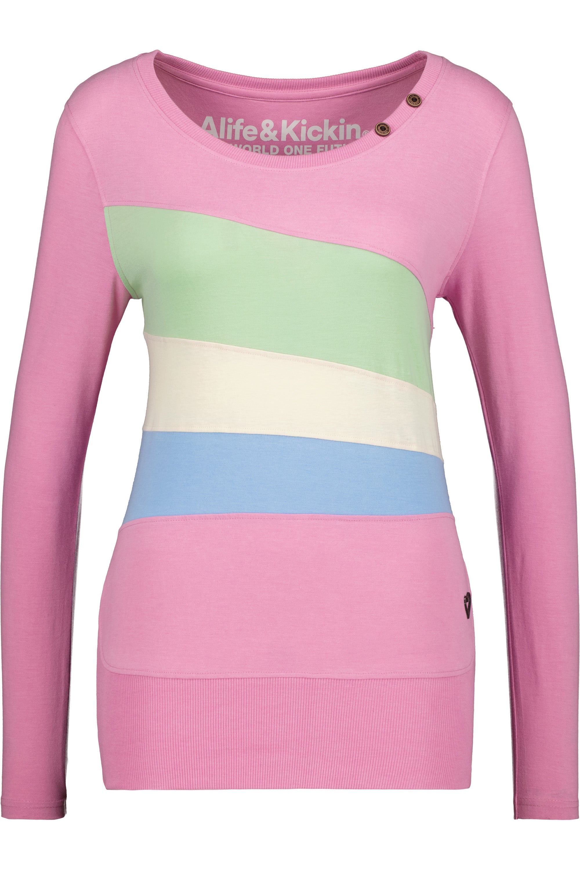 CliaAK A Langarmshirt Damen: Colourblocking-Streifen für einen einzigartigen Look Pink