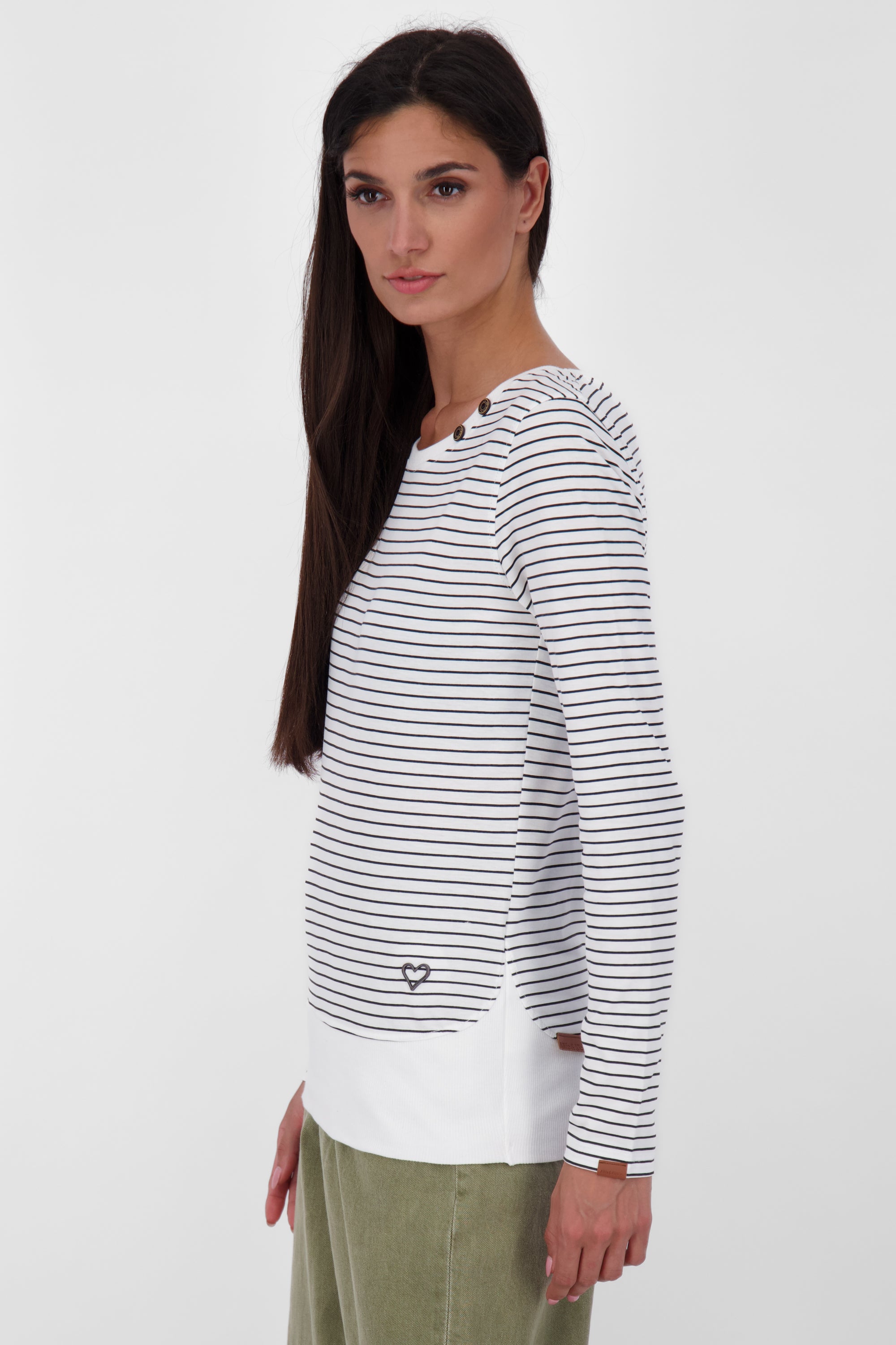 Maritimes Damen Langarmshirt mit Streifen ConnyAK Z Weiß