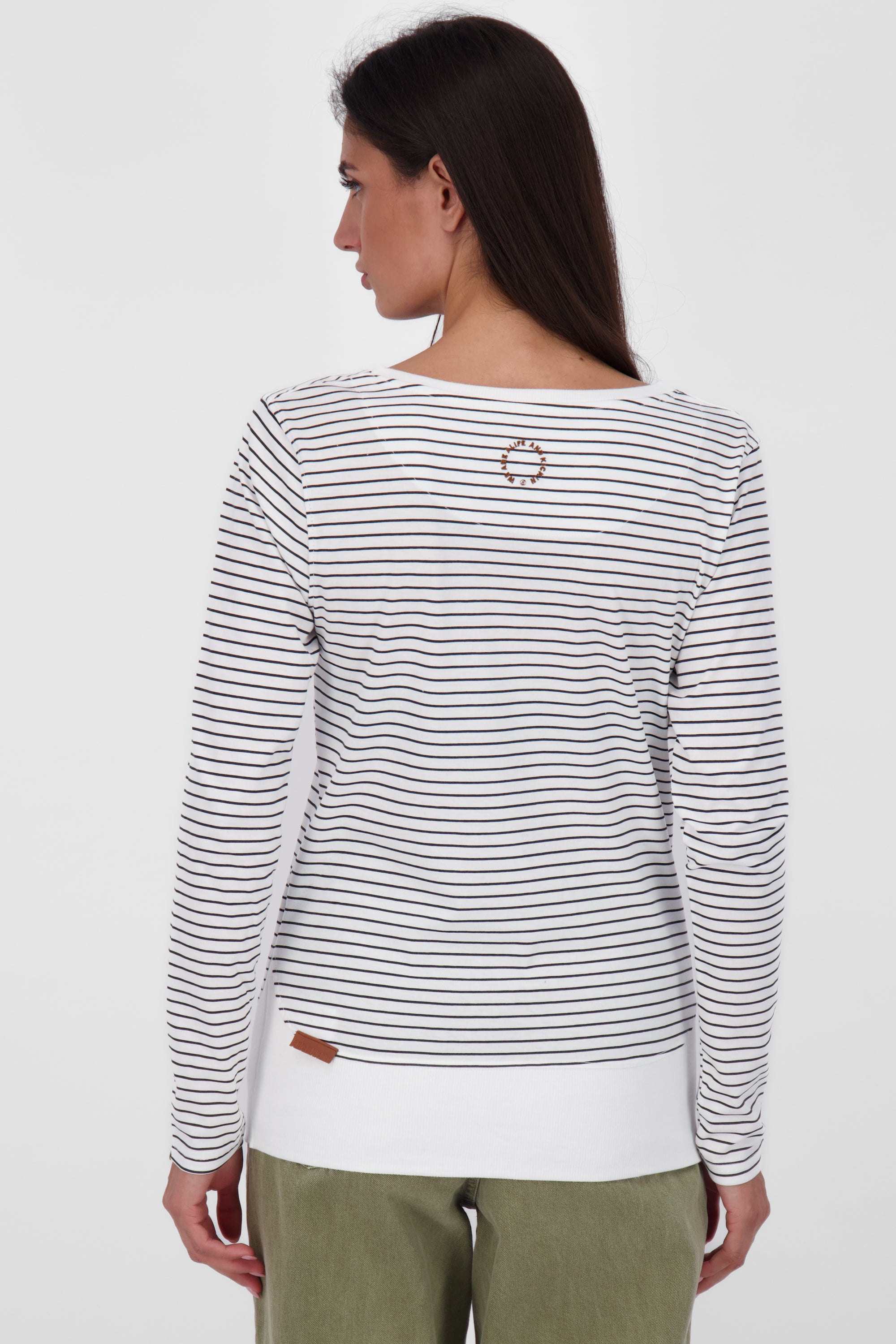 Maritimes Damen Langarmshirt mit Streifen ConnyAK Z Weiß