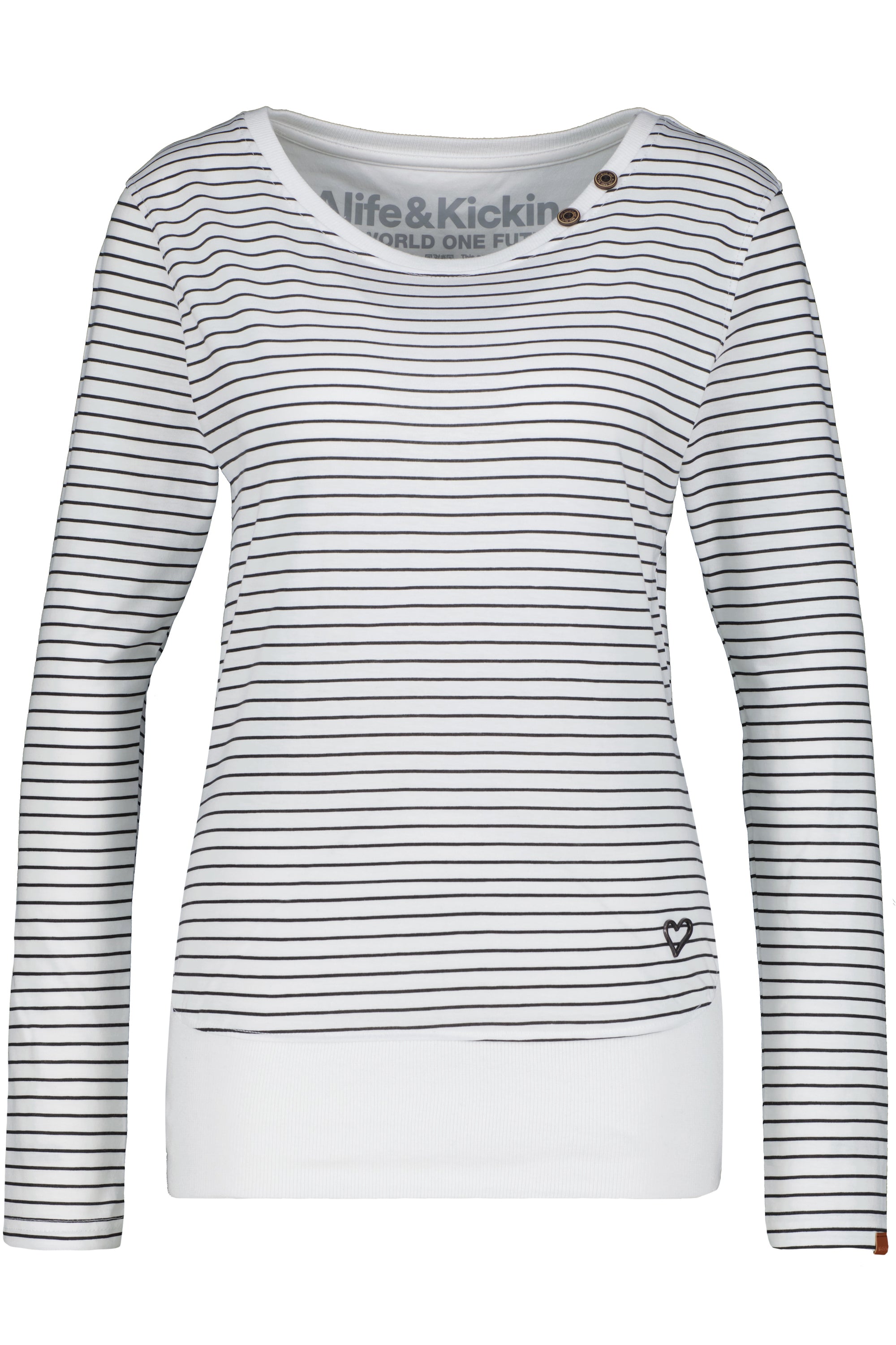 Maritimes Damen Langarmshirt mit Streifen ConnyAK Z Weiß