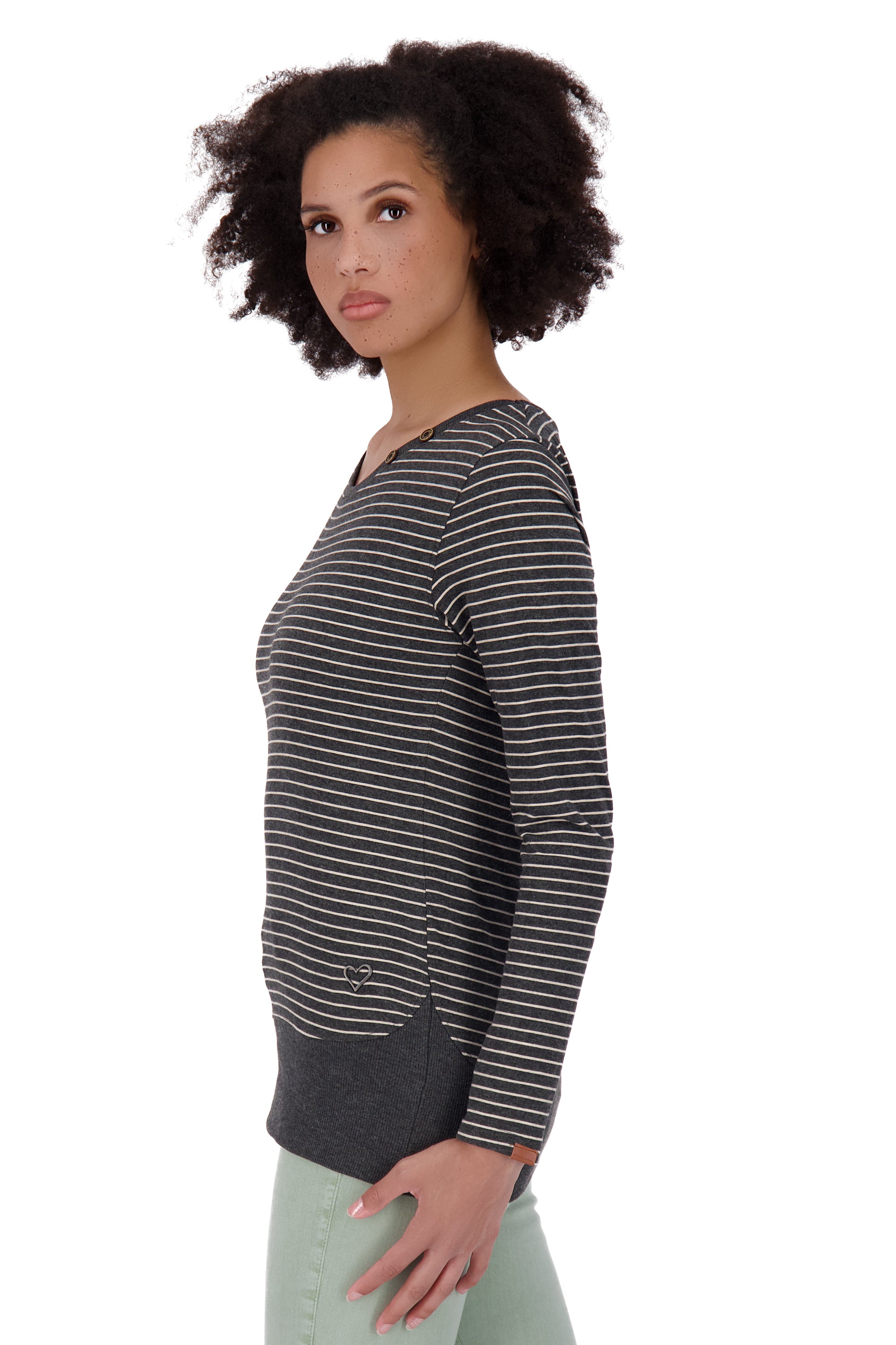 Maritimes Damen Langarmshirt mit Streifen ConnyAK Z Schwarz