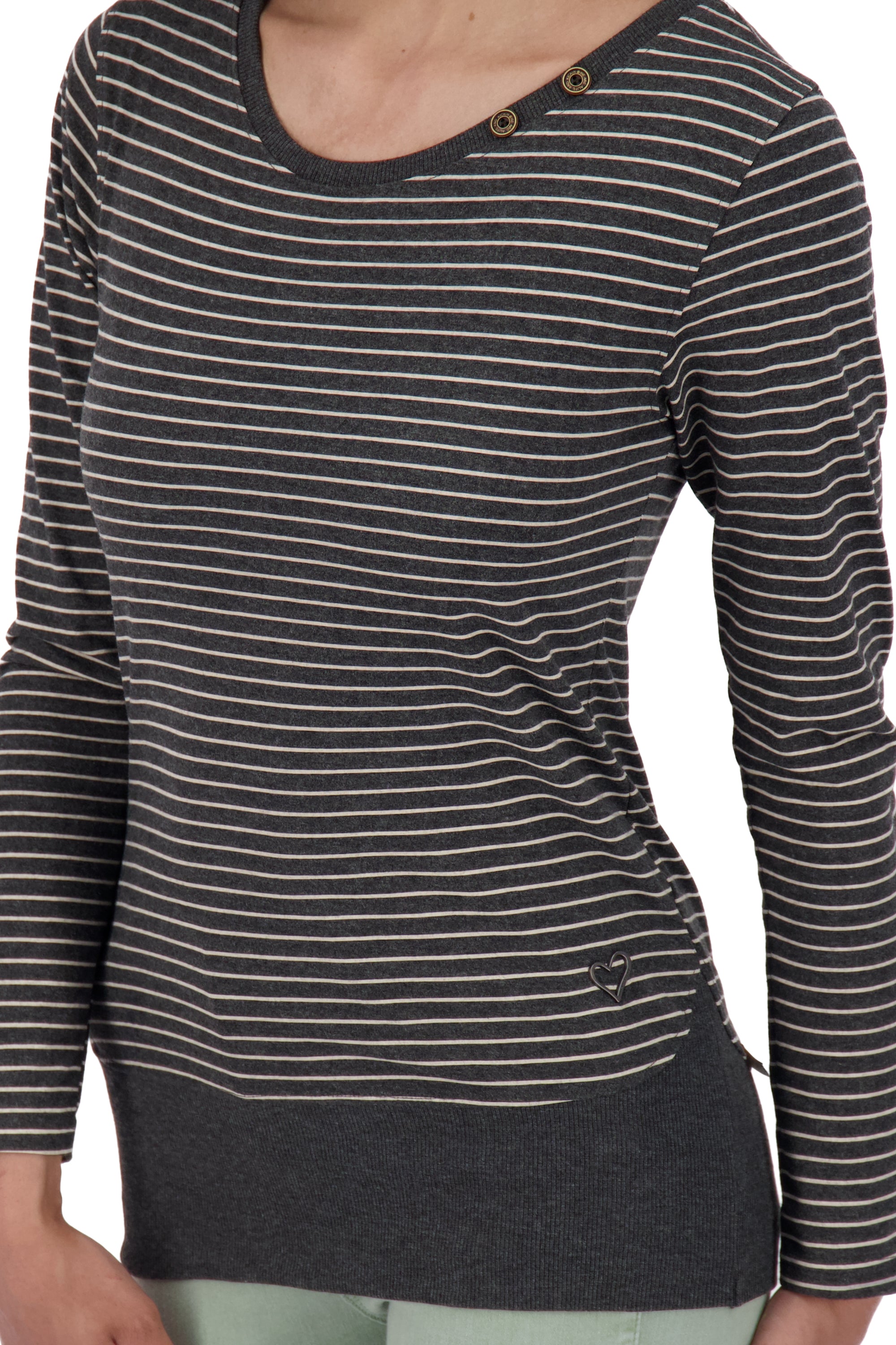 Maritimes Damen Langarmshirt mit Streifen ConnyAK Z Schwarz