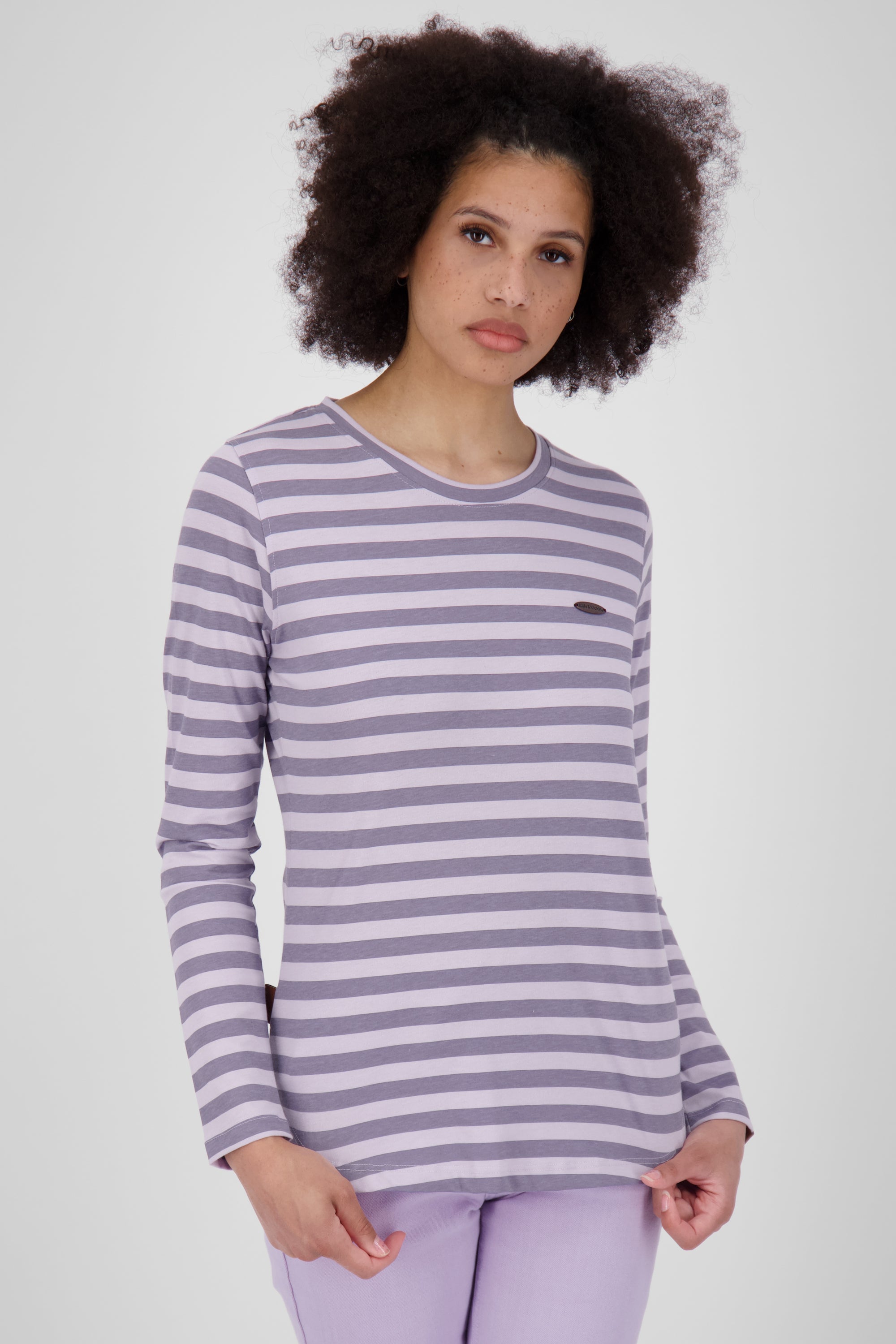 Damen Langarmshirt LeaAK Z mit trendigen Streifen Violett