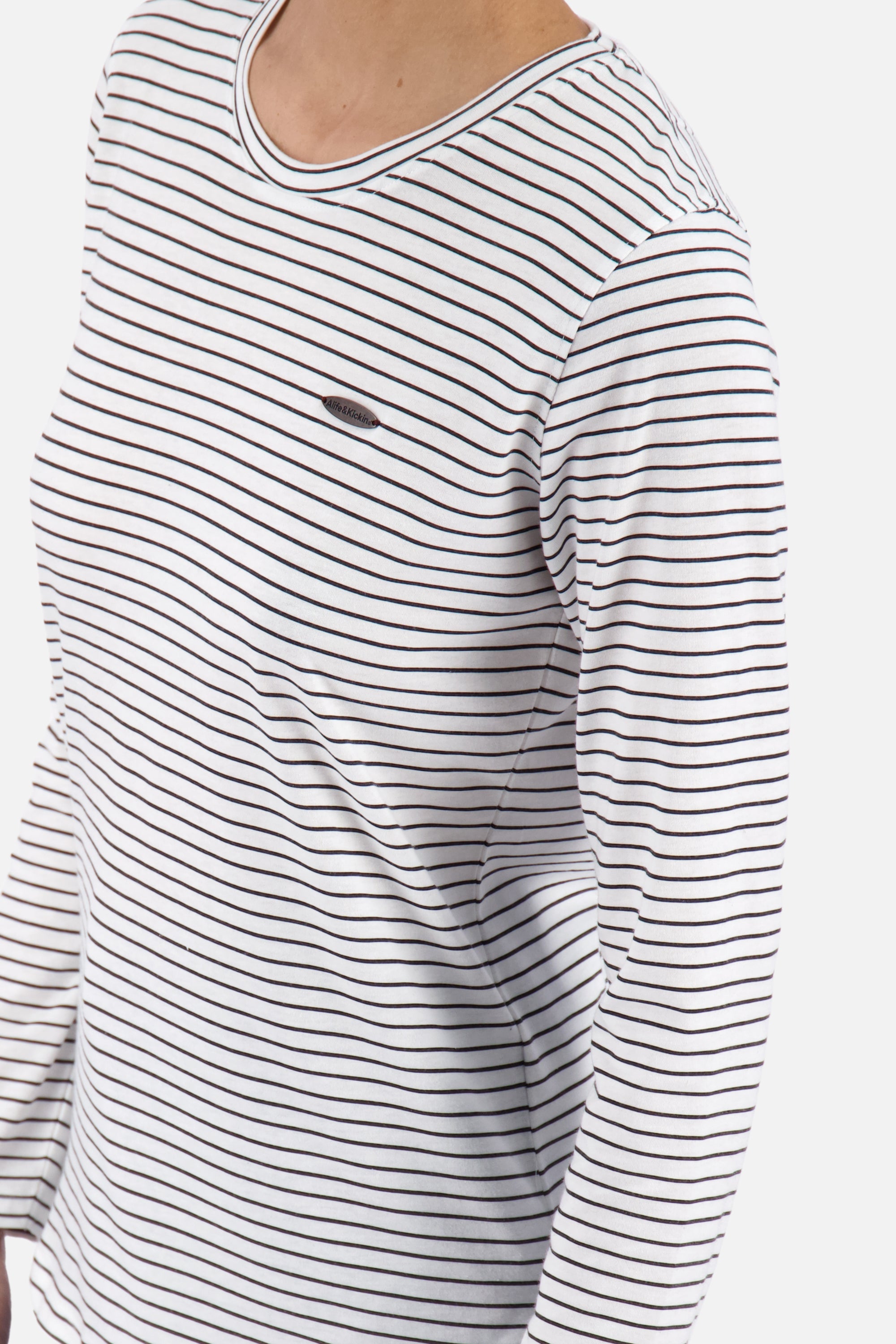 LeaAK Z Longsleeve - Streifen-Look für modebewusste Frauen Weiß