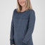 LeonieAK B Damen Langarmshirt mit alloverprint Streifendesign Dunkelblau