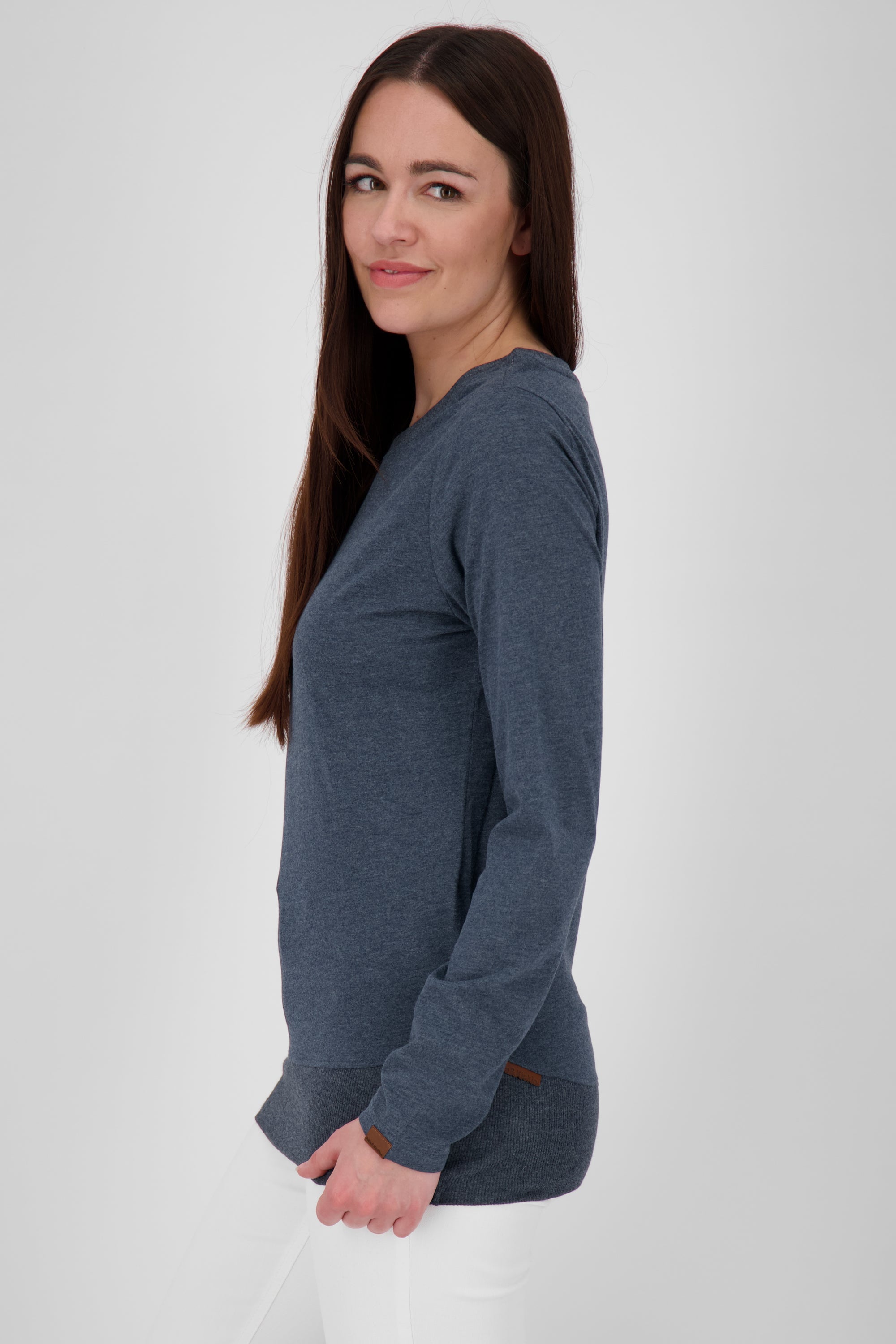 CoralieAK A Damen Langarmshirt in verschiedenen Farben Dunkelblau