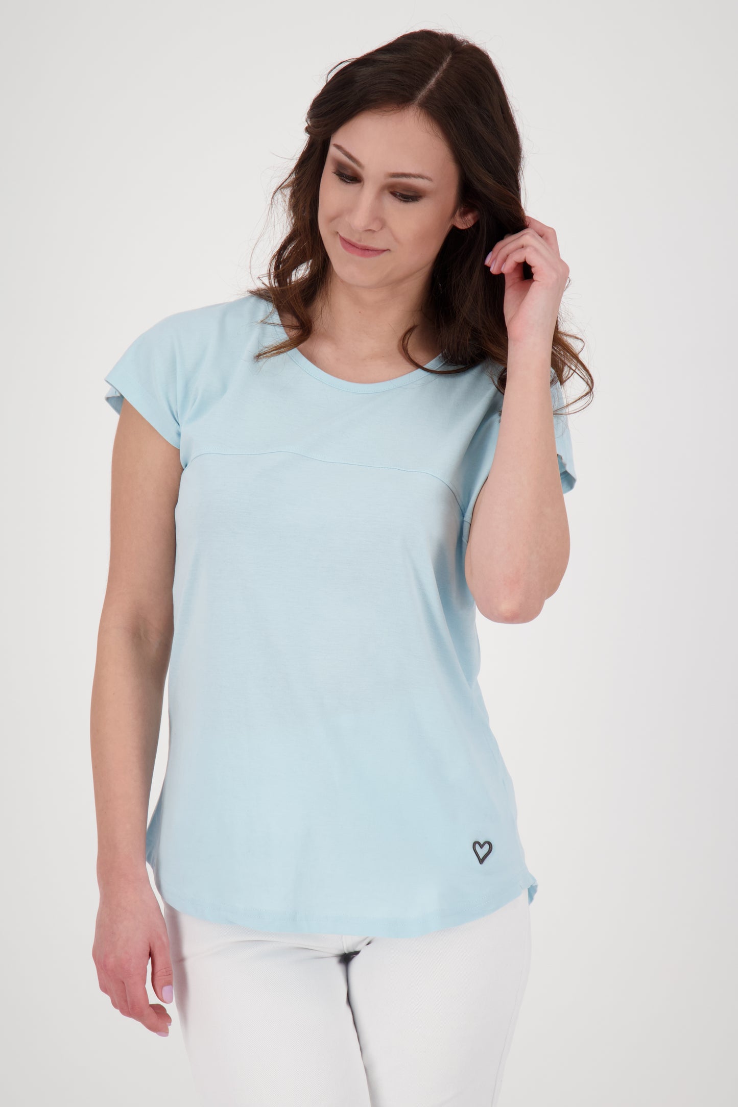 Bequemes Basic-Shirt für jeden Tag - ClarettaAK A  Hellblau