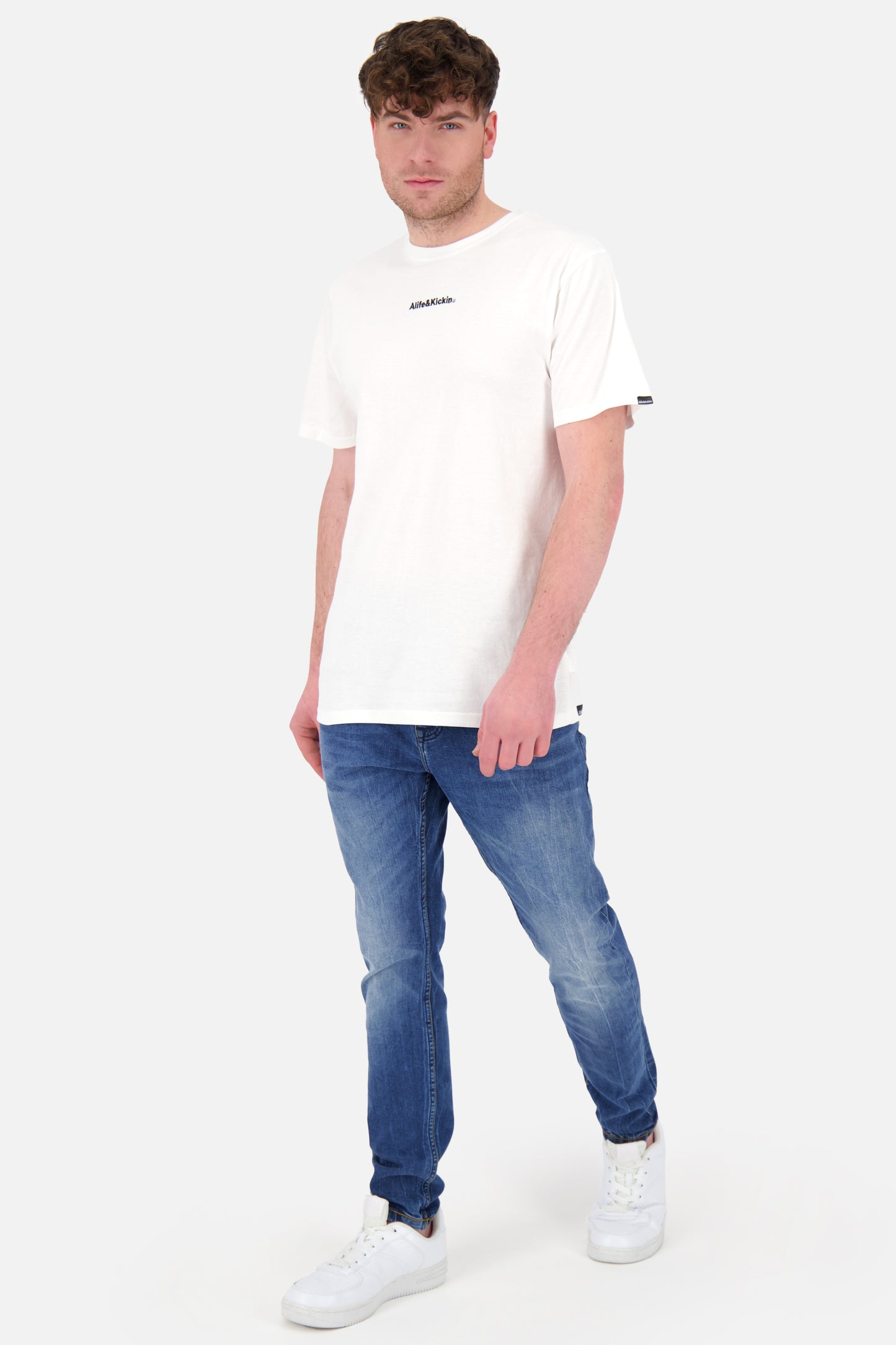 Alife and Kickin T-Shirt Herren: AlfieAK E mit markanter Logostickerei Weiß
