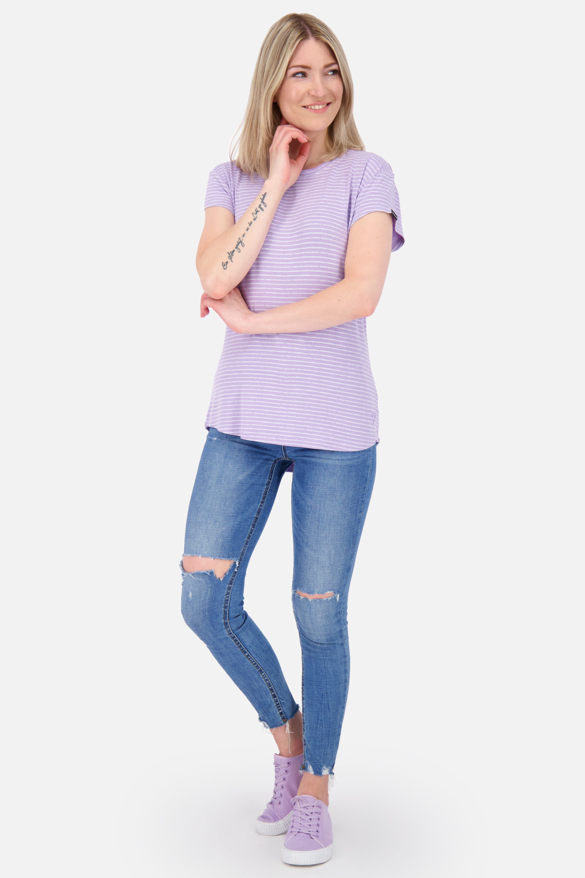 MimmyAK Z - Gestreiftes Damen-Shirt für sonnige Tage Violett