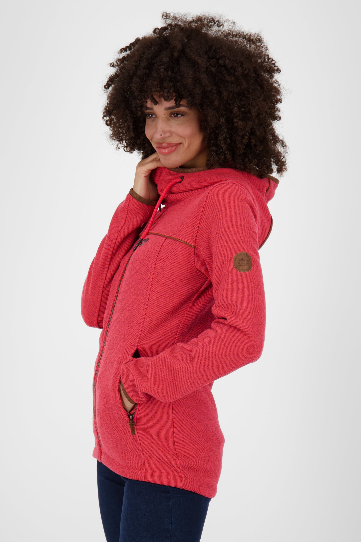 Hochwertige Strickfleece-Jacke für Damen: ClaudineAK A von Alife and Kickin Rot
