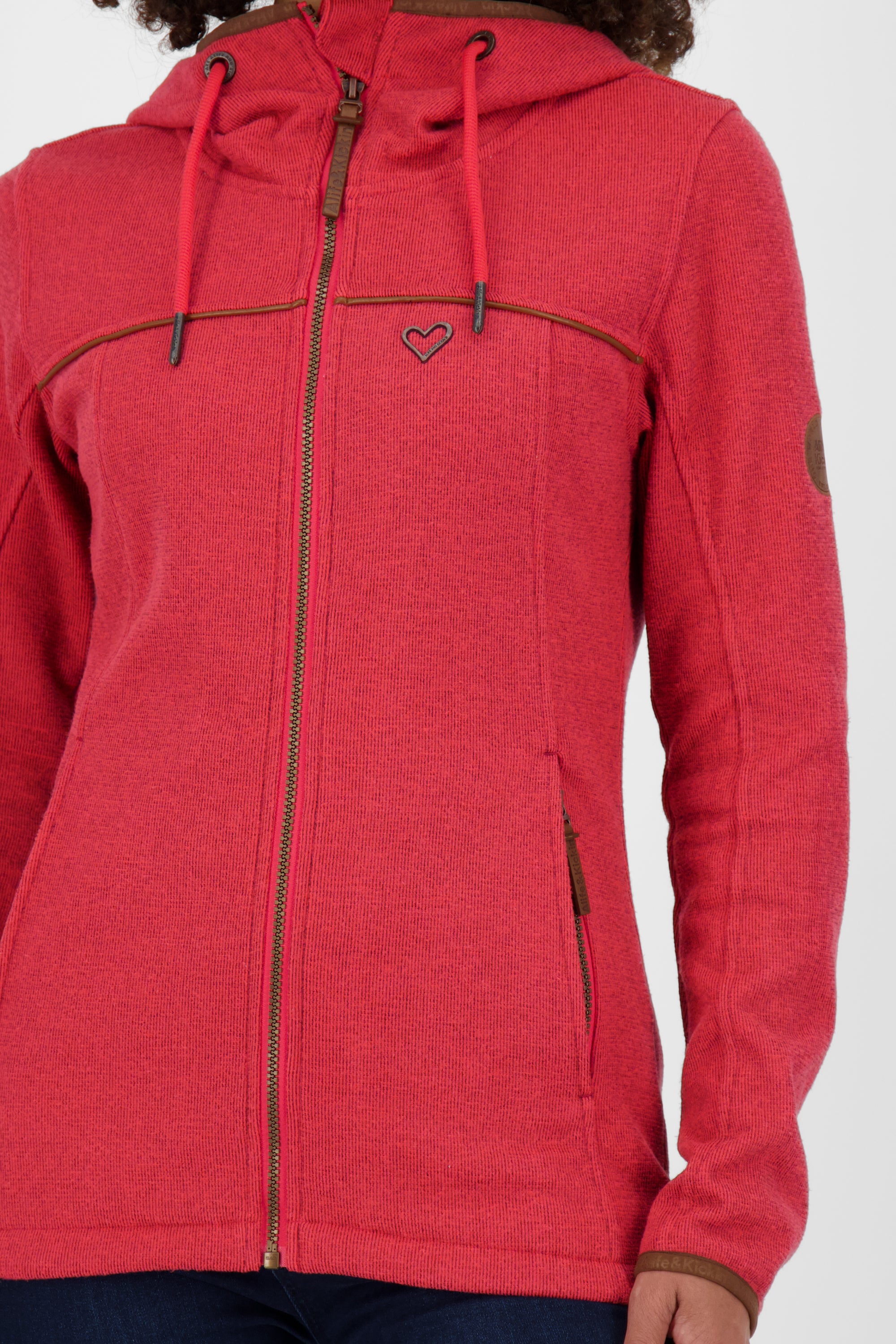 Hochwertige Strickfleece-Jacke für Damen: ClaudineAK A von Alife and Kickin Rot