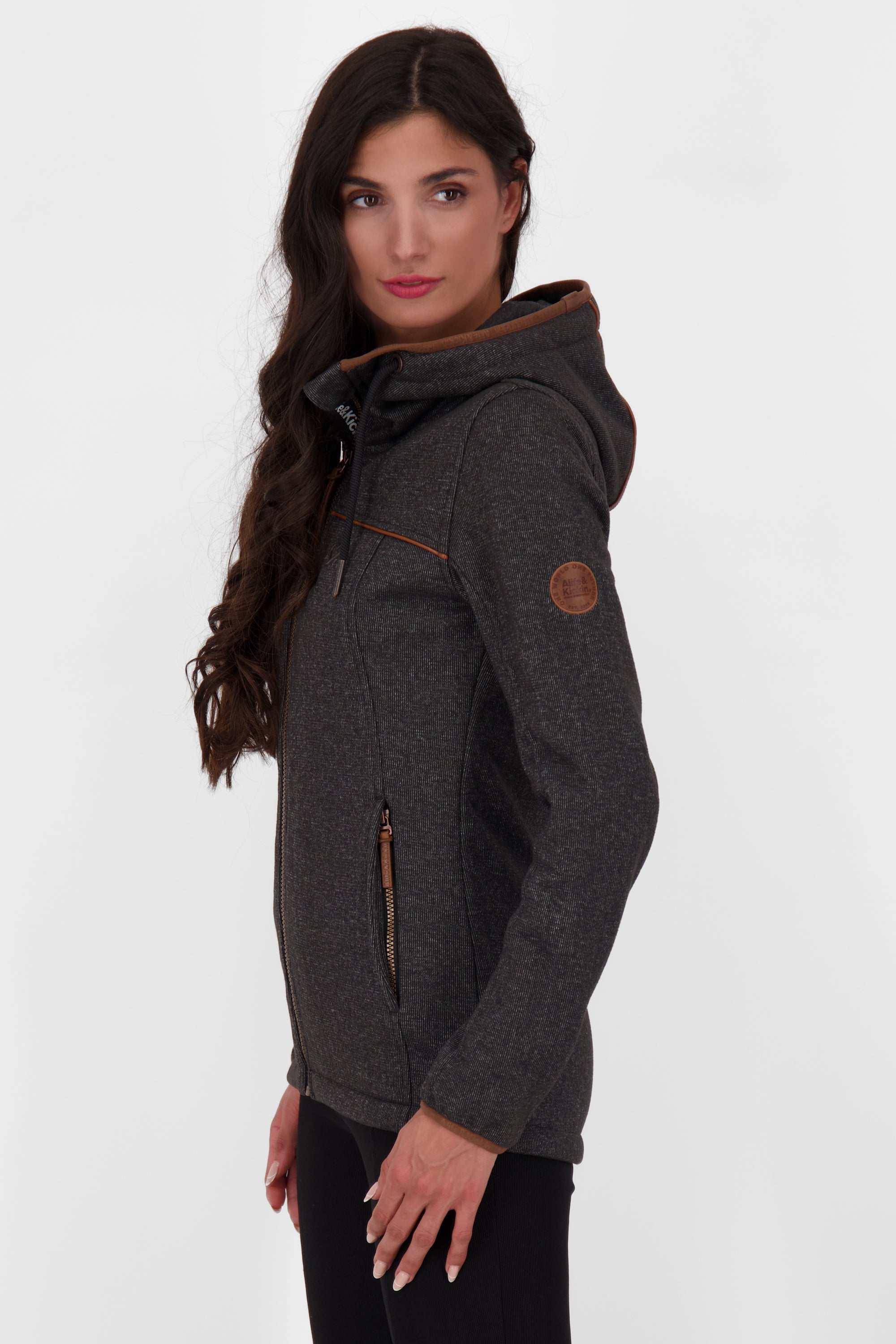 Hochwertige Strickfleece-Jacke für Damen: ClaudineAK A von Alife and Kickin Schwarz