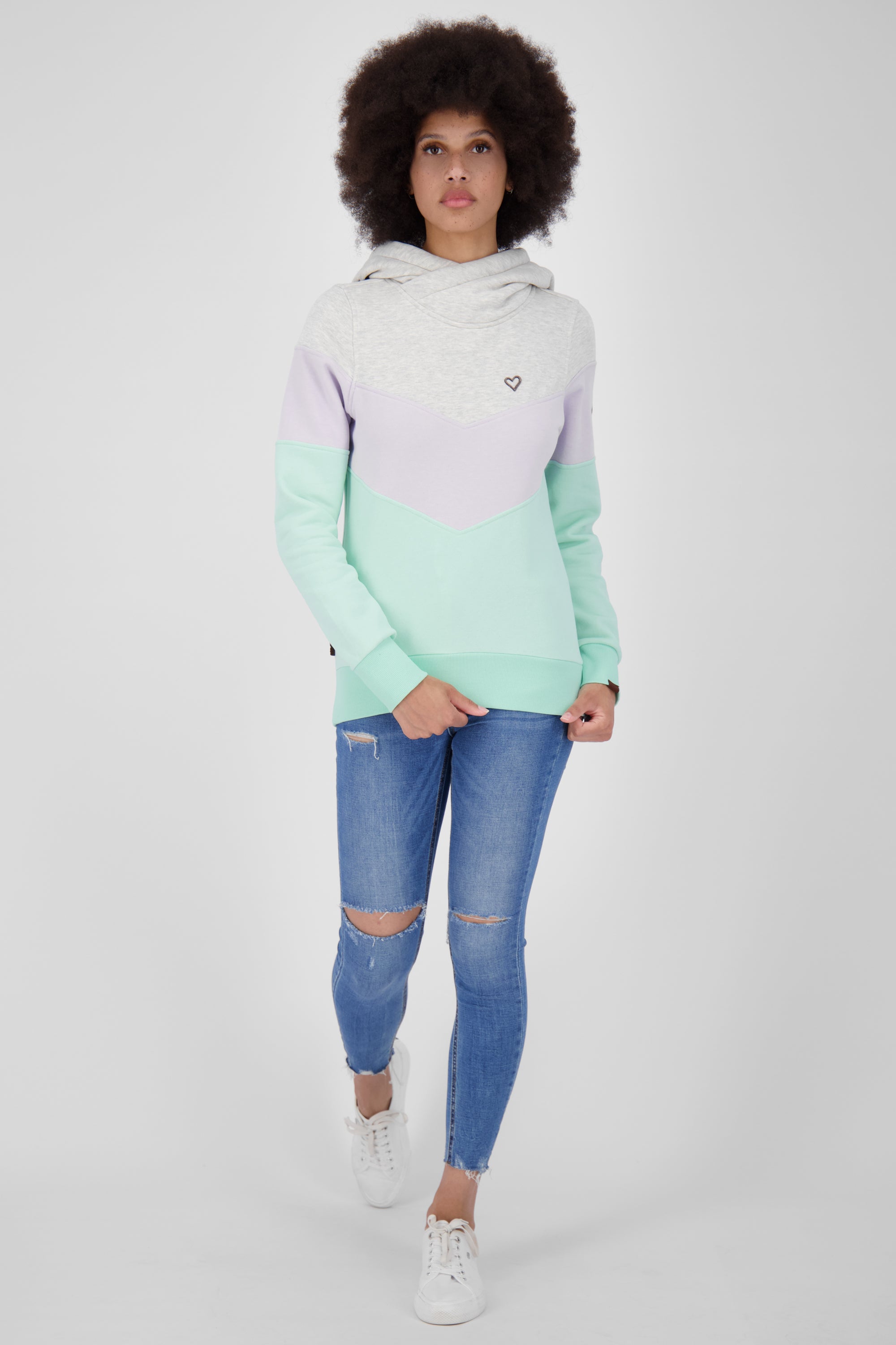 StanaAK A Hoodie Damen mit Colorblock Hellgrün